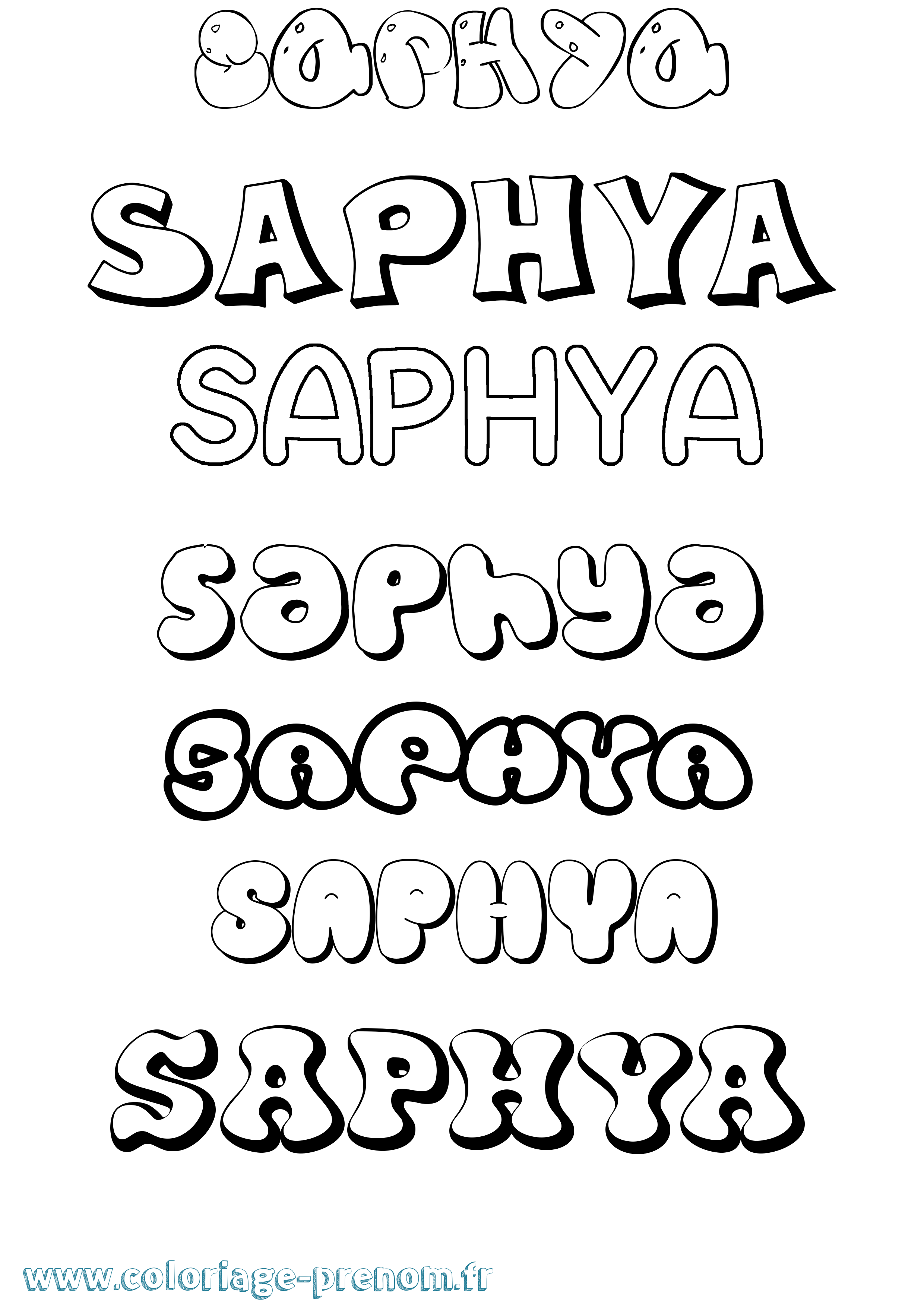 Coloriage Saphya Bubble Coloriage prénom Saphya Bubble