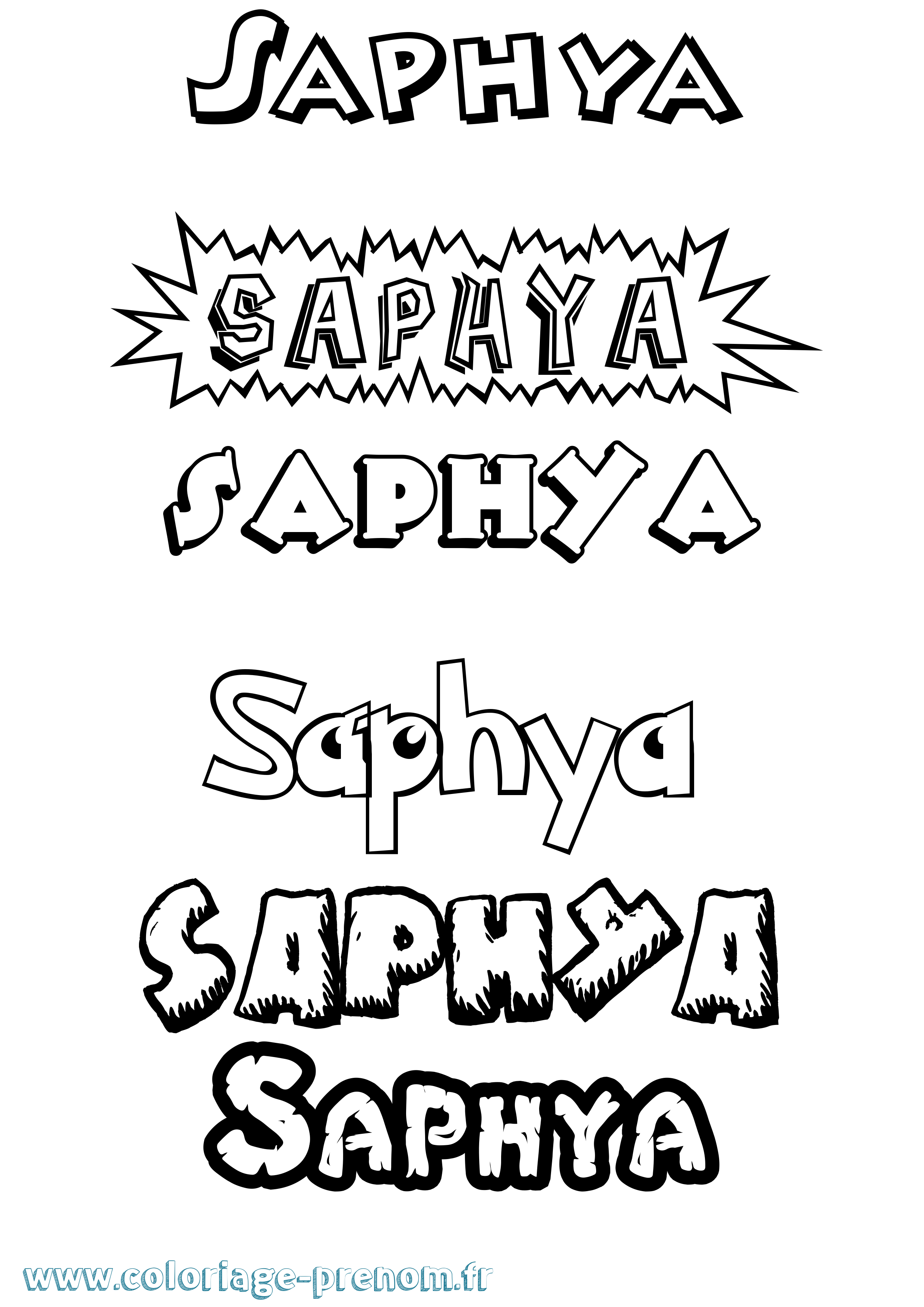 Coloriage Saphya Dessin Animé Coloriage prénom Saphya Dessin Animé