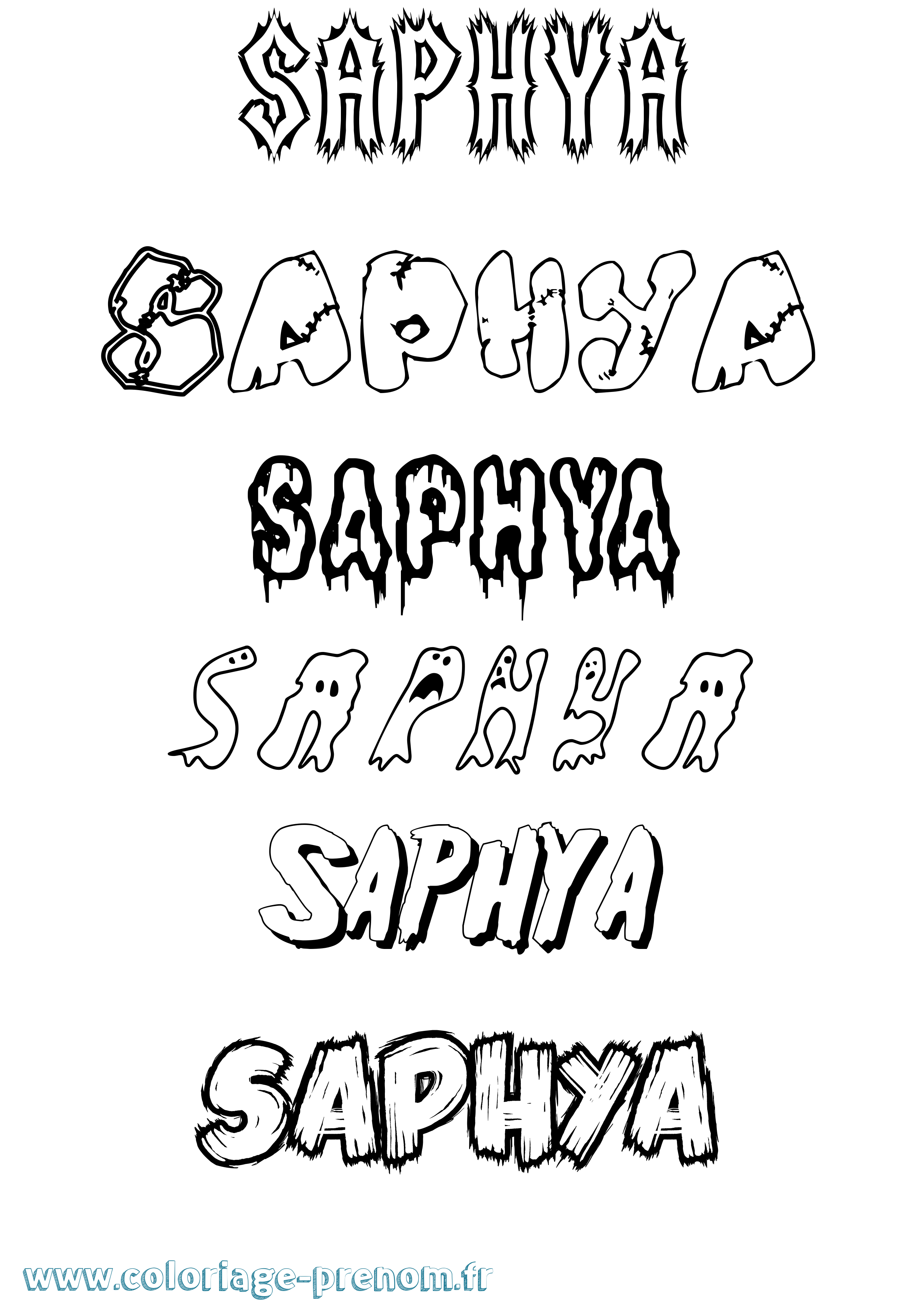 Coloriage Saphya Frisson Coloriage prénom Saphya Frisson