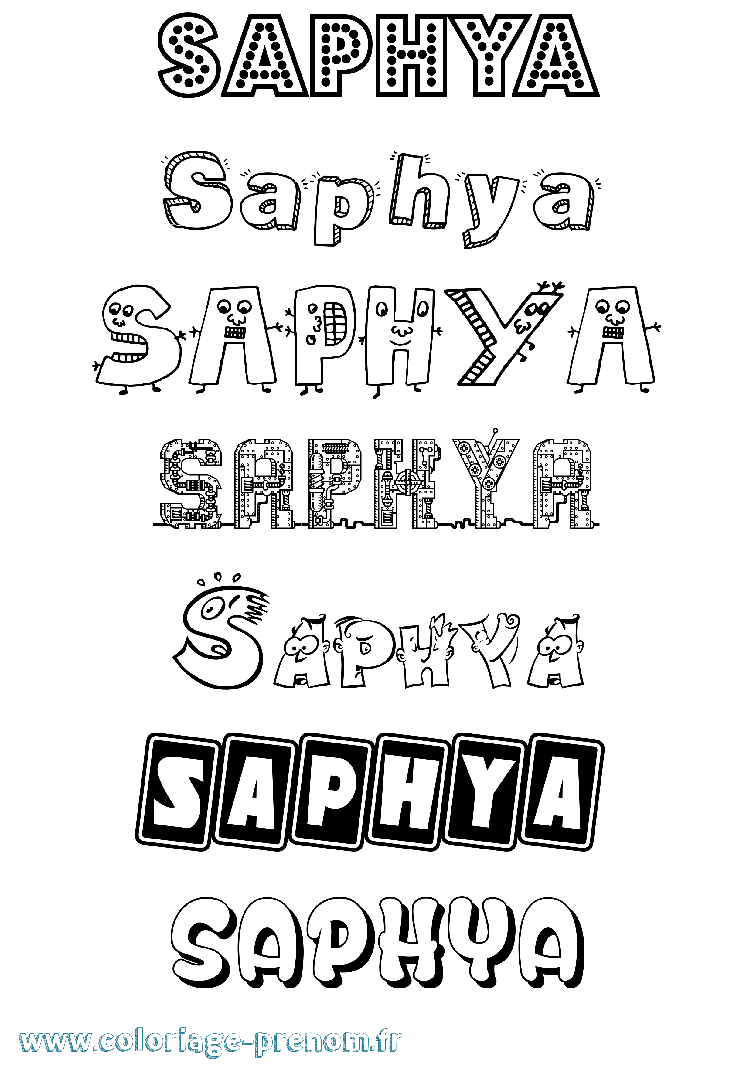 Coloriage Saphya Fun Coloriage prénom Saphya Fun