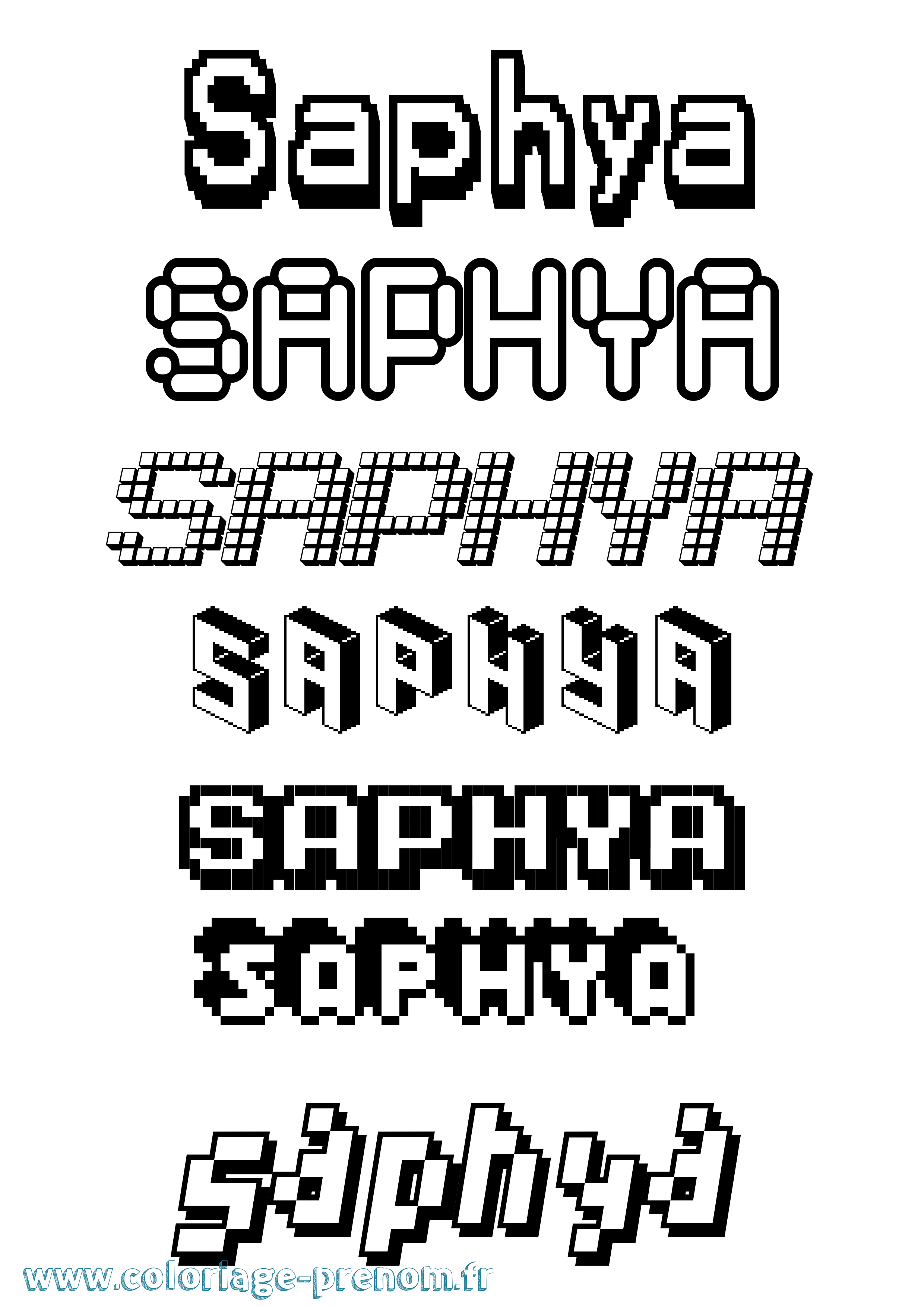 Coloriage Saphya Pixel Coloriage prénom Saphya Pixel