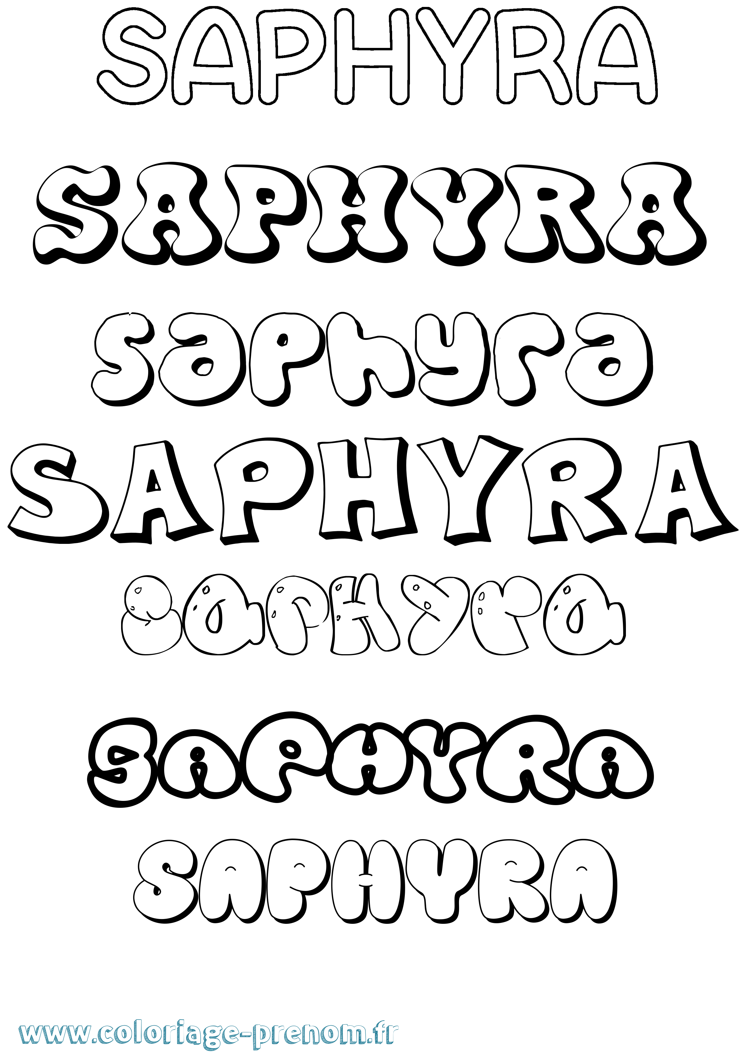 Coloriage Saphyra Bubble Coloriage prénom Saphyra Bubble