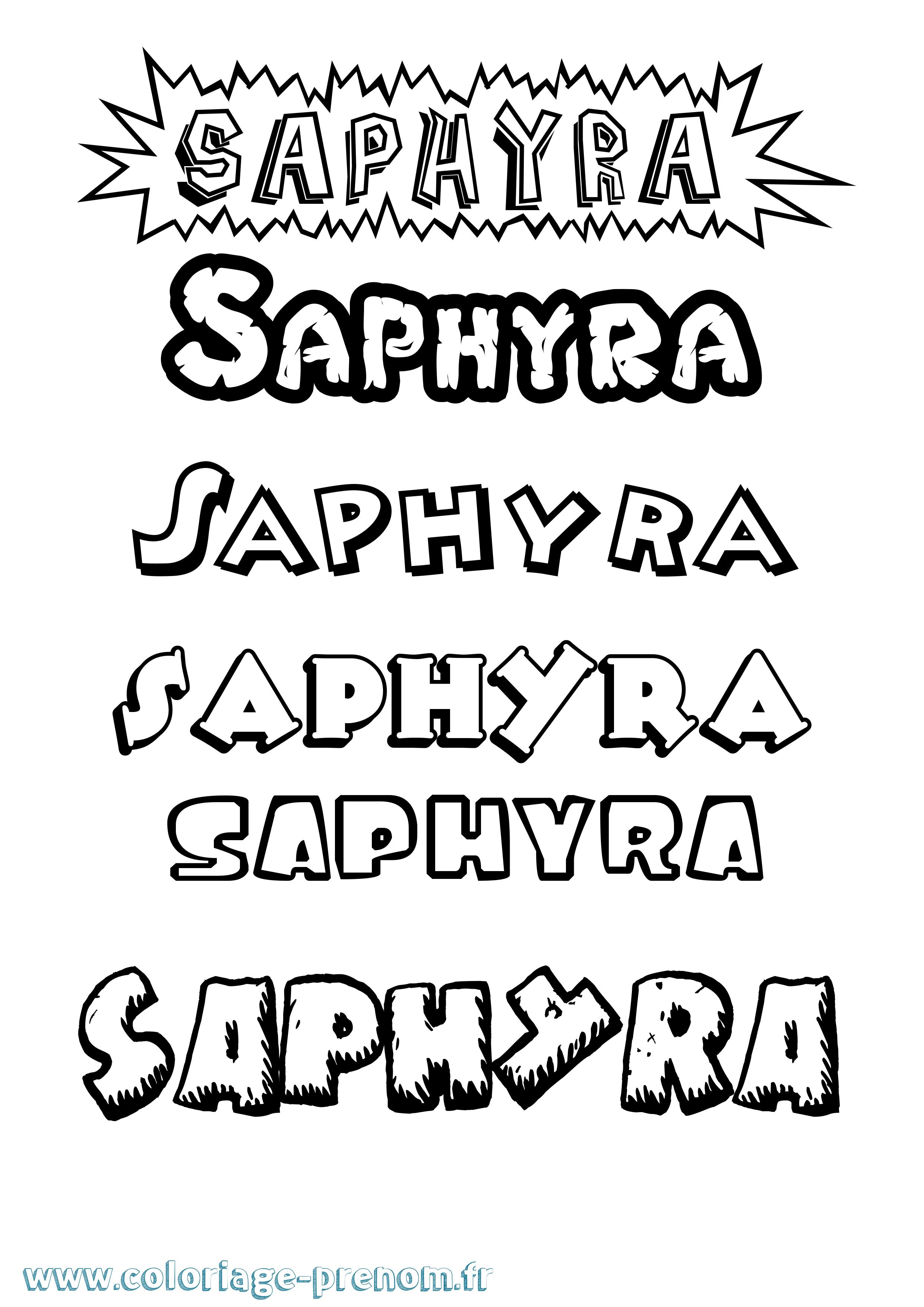 Coloriage Saphyra Dessin Animé Coloriage prénom Saphyra Dessin Animé