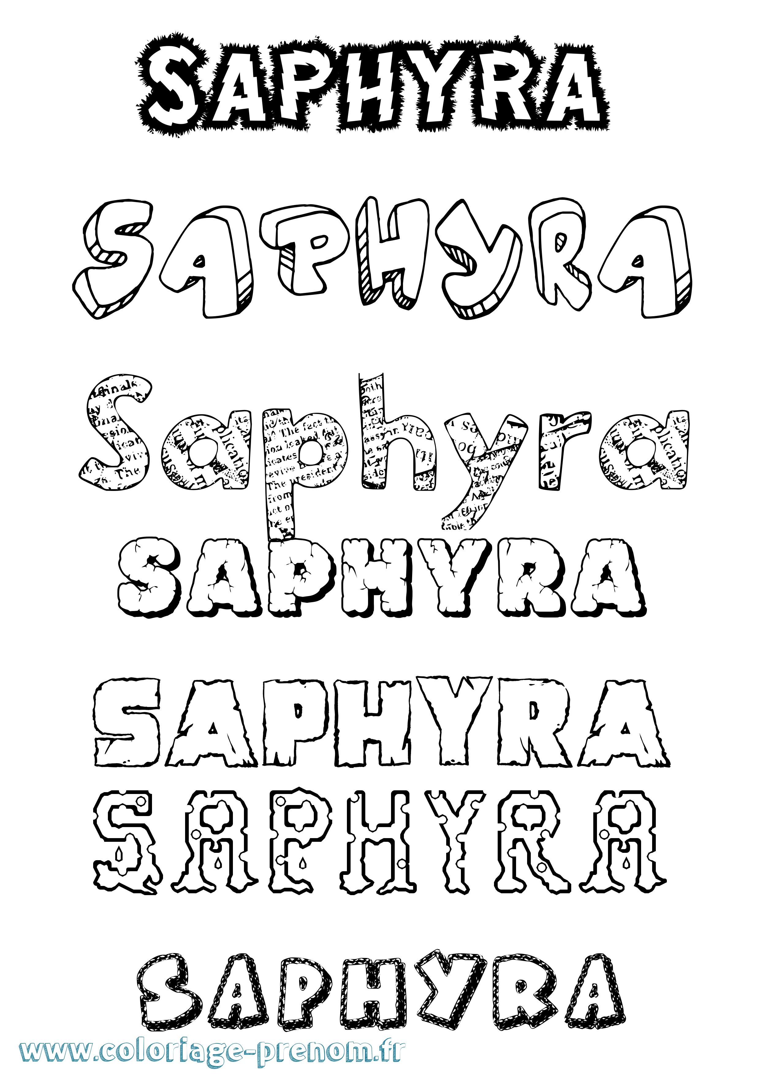 Coloriage Saphyra Destructuré Coloriage prénom Saphyra Destructuré