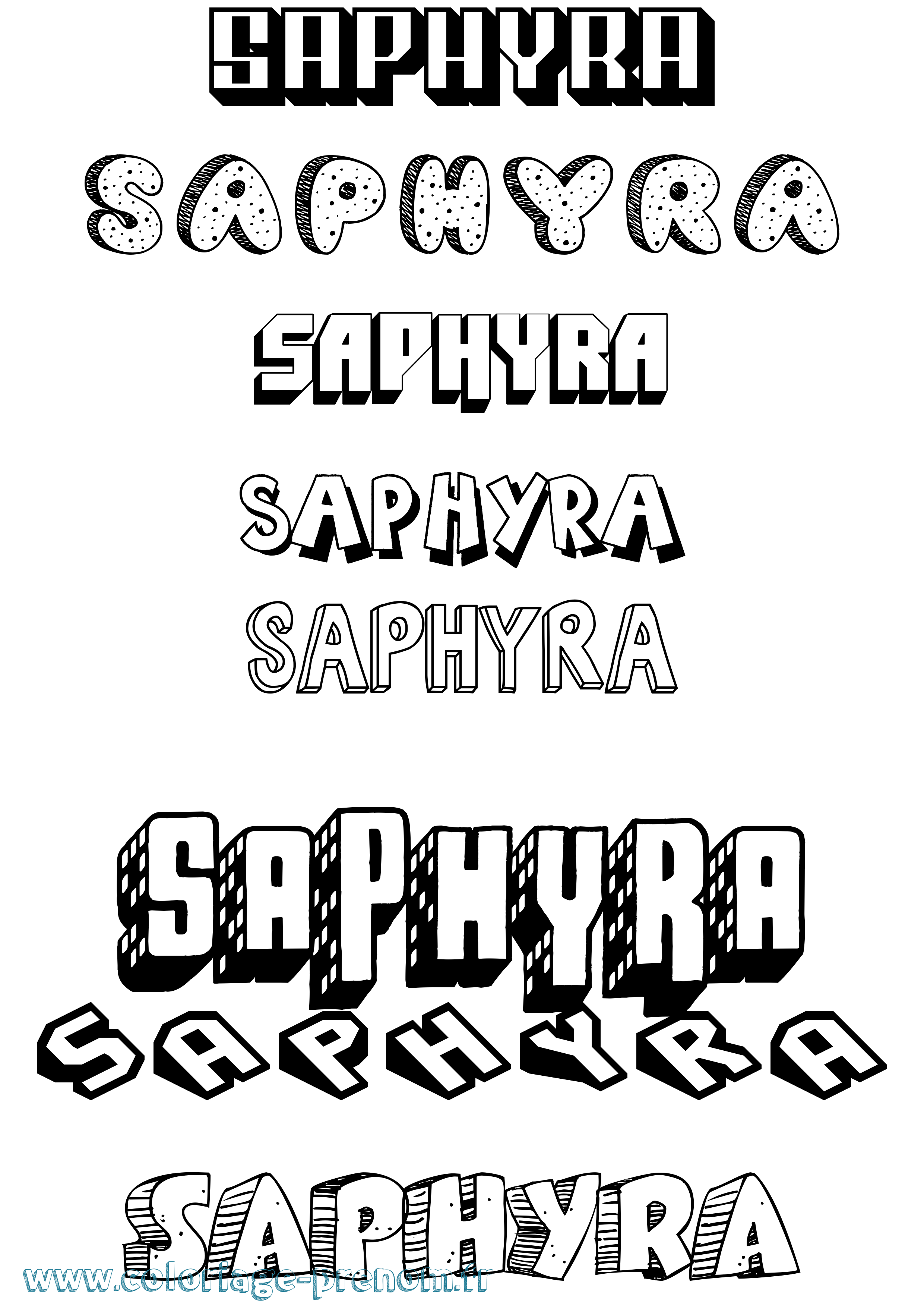 Coloriage Saphyra Effet 3D Coloriage prénom Saphyra Effet 3D