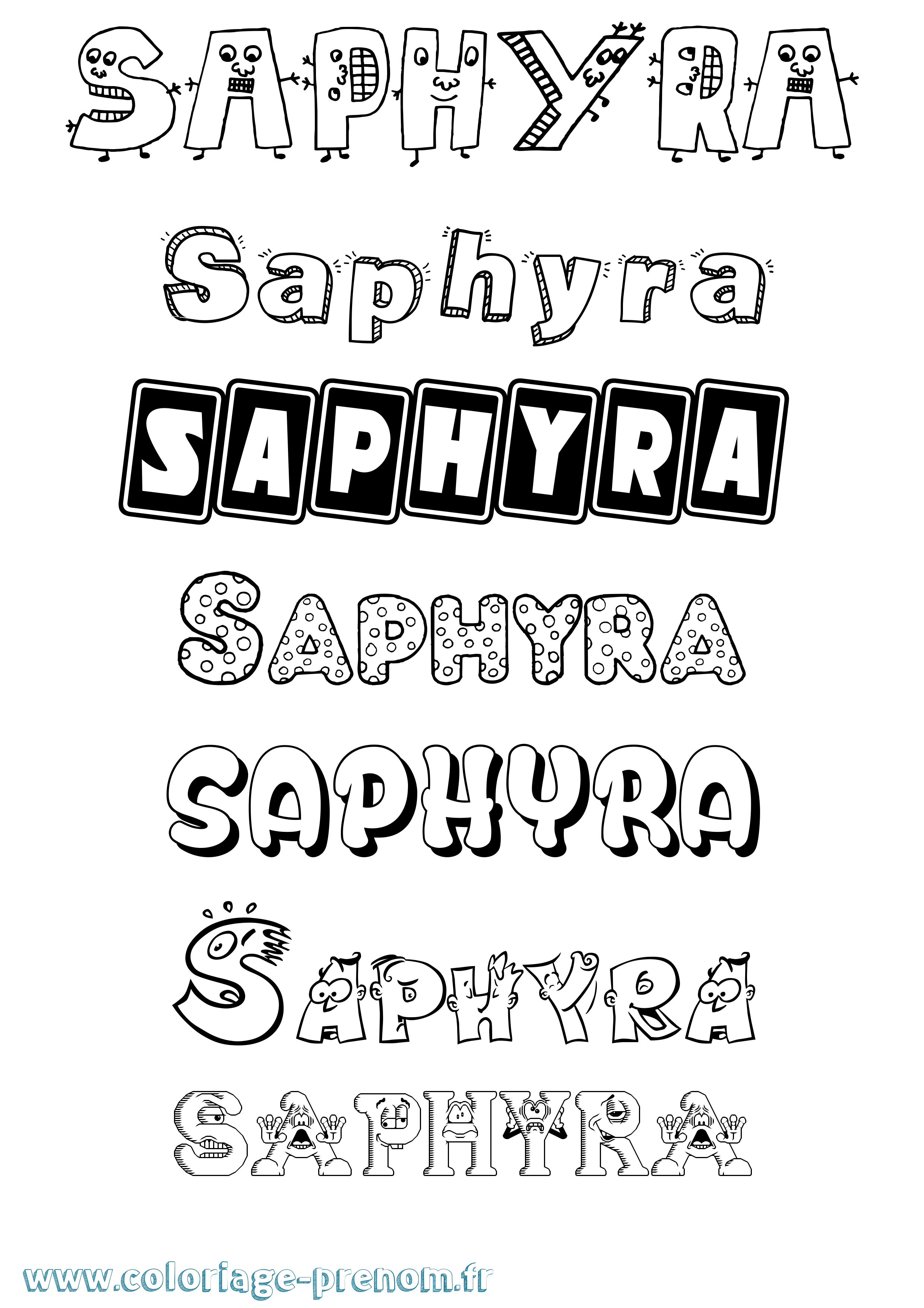 Coloriage Saphyra Fun Coloriage prénom Saphyra Fun