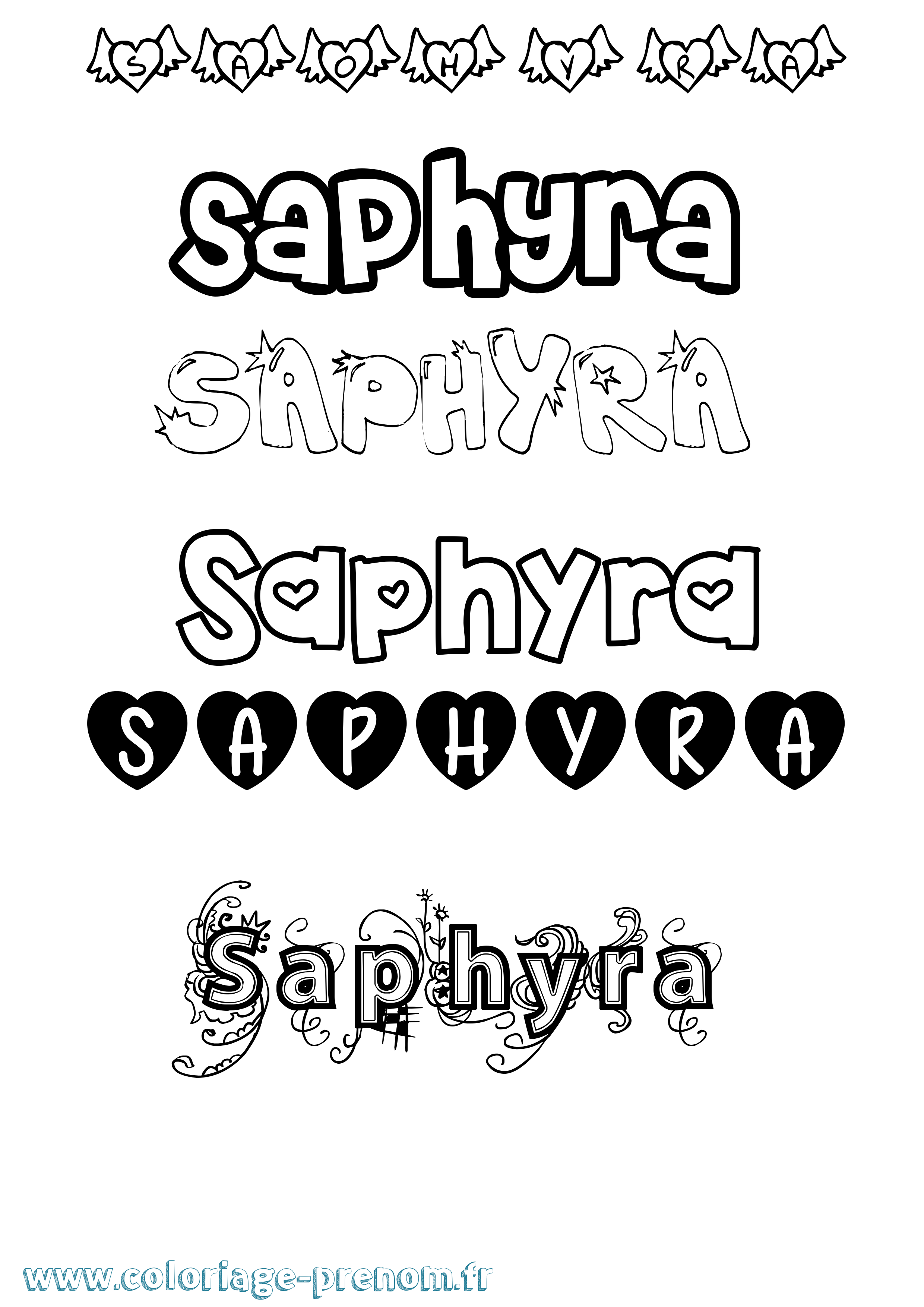 Coloriage Saphyra Girly Coloriage prénom Saphyra Girly