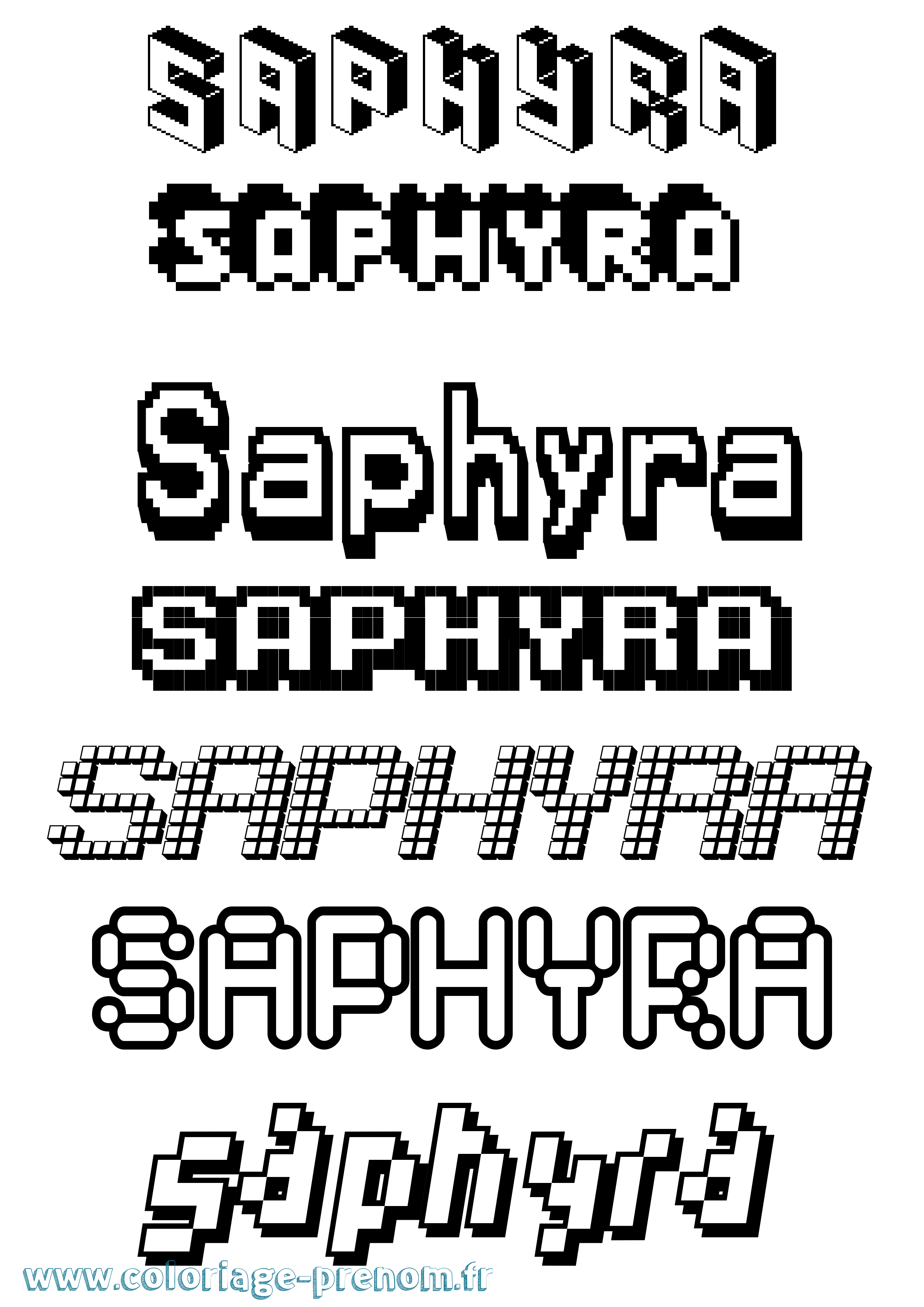 Coloriage Saphyra Pixel Coloriage prénom Saphyra Pixel