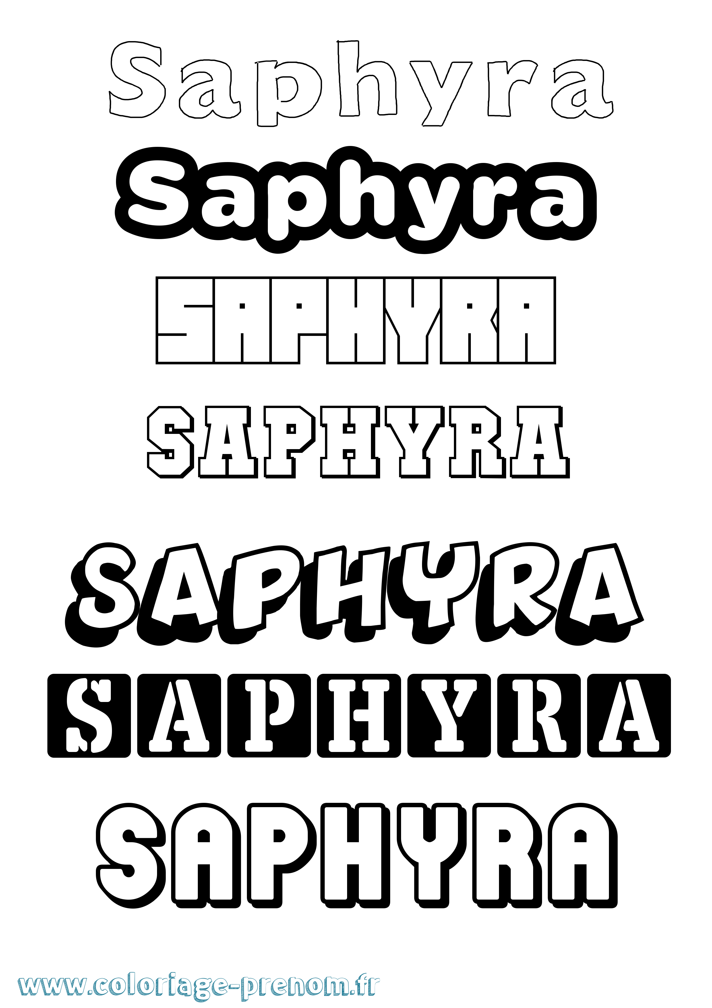 Coloriage Saphyra Simple Coloriage prénom Saphyra Simple