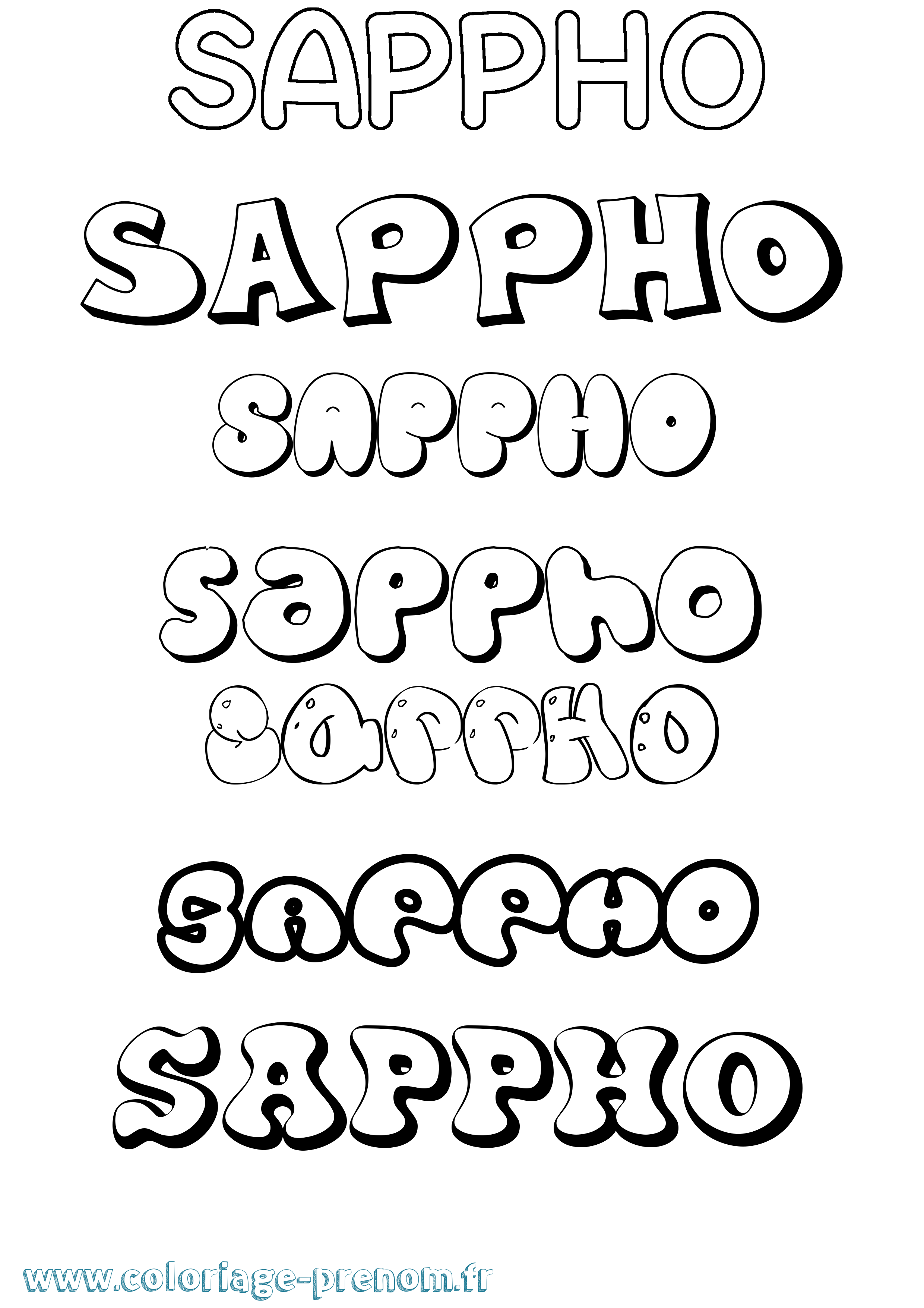 Coloriage Sappho Bubble Coloriage prénom Sappho Bubble