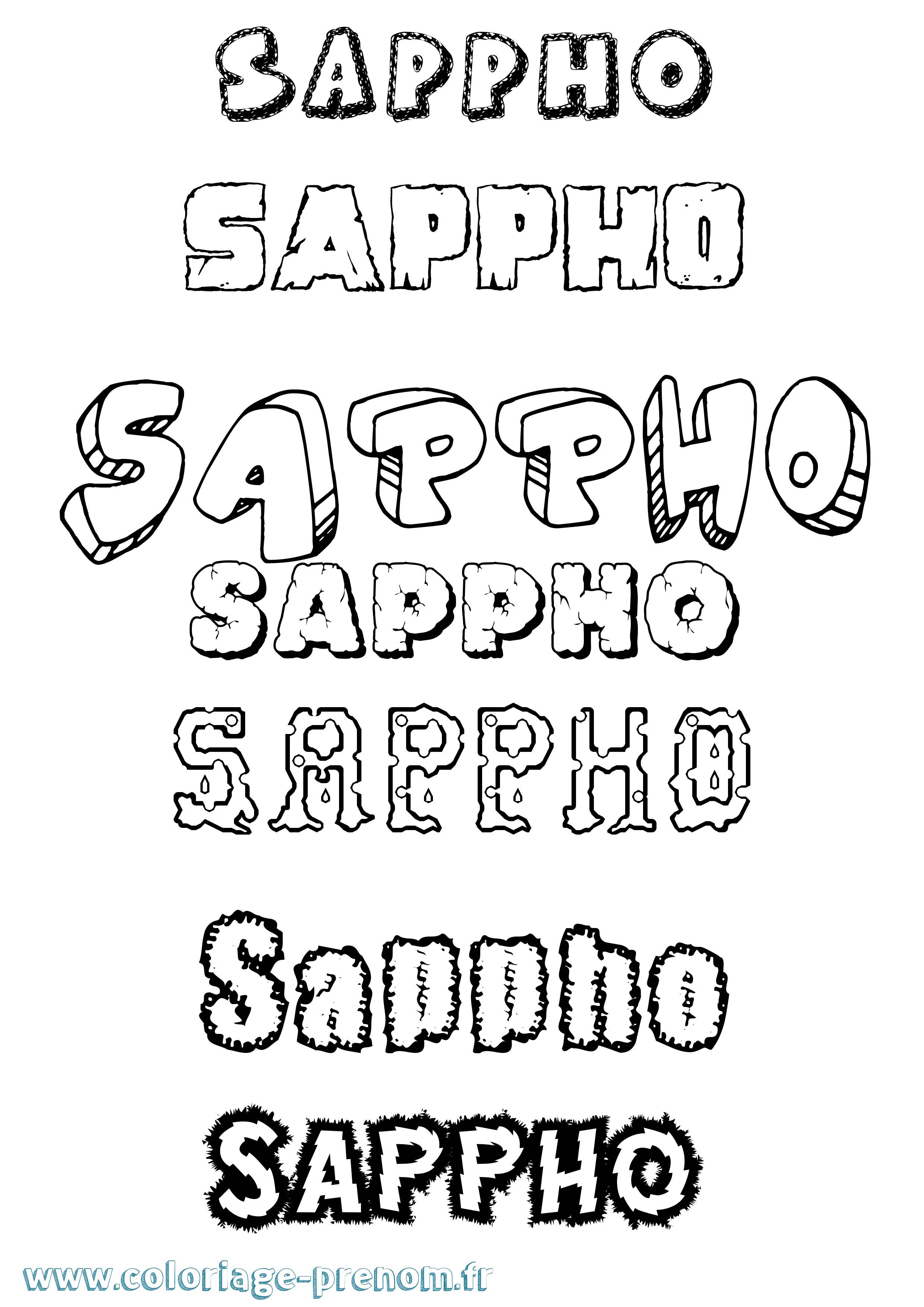 Coloriage Sappho Destructuré Coloriage prénom Sappho Destructuré