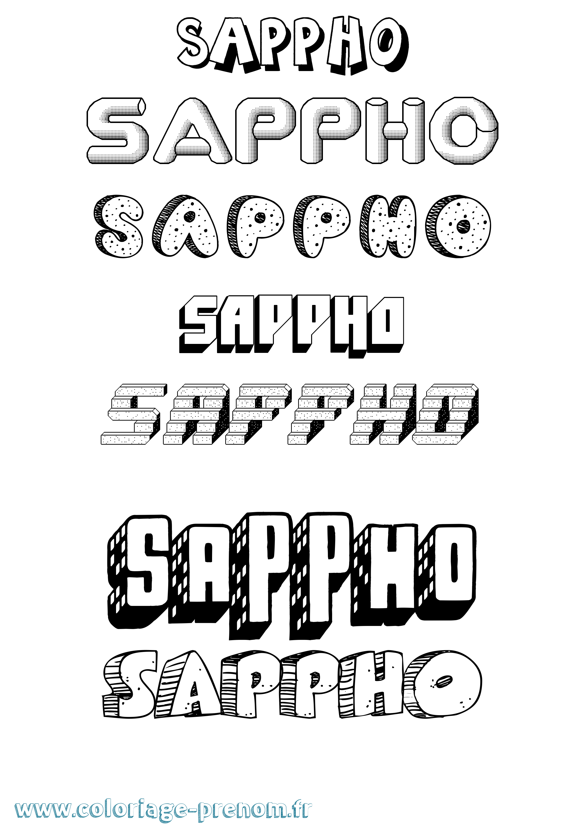 Coloriage Sappho Effet 3D Coloriage prénom Sappho Effet 3D