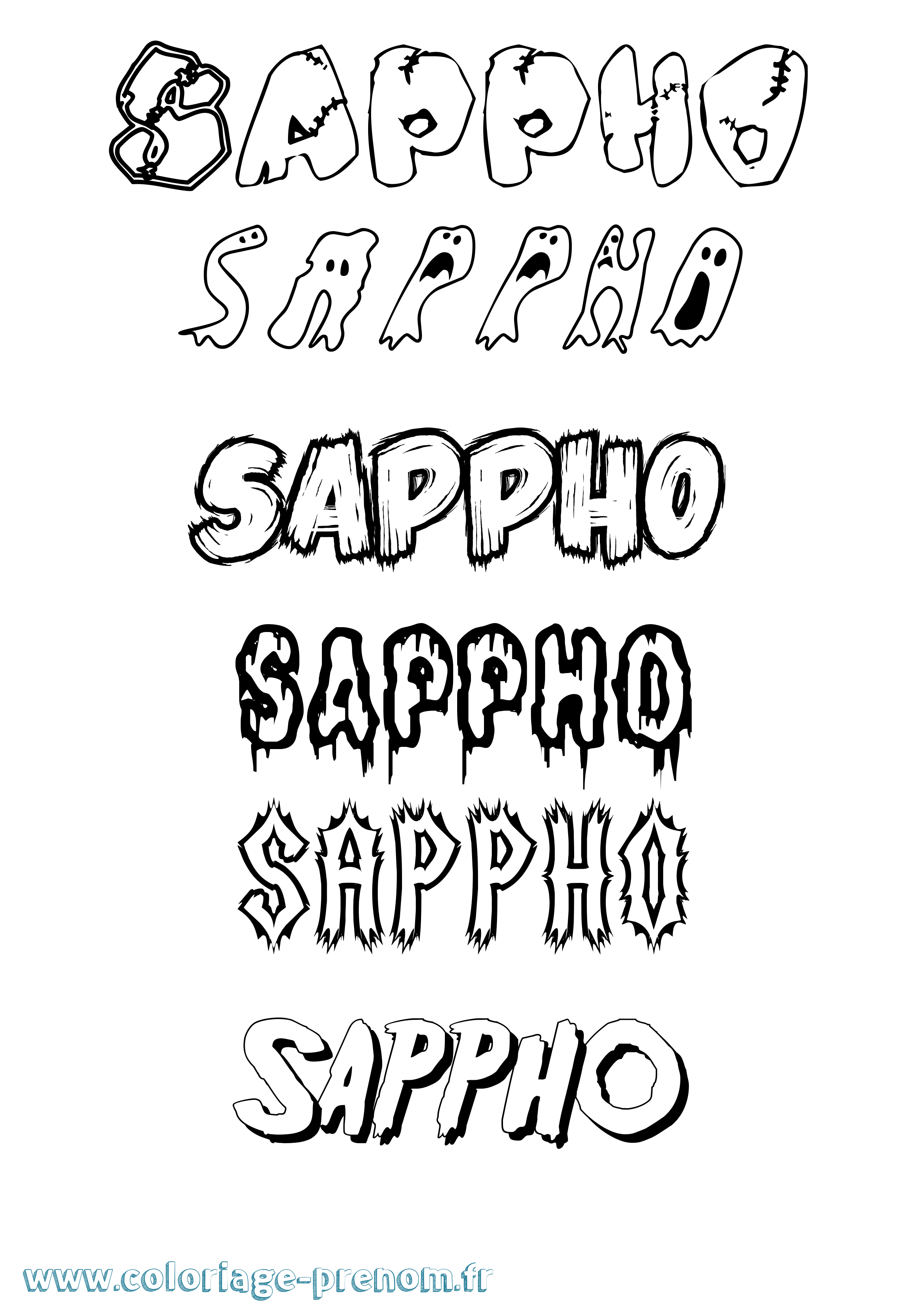 Coloriage Sappho Frisson Coloriage prénom Sappho Frisson