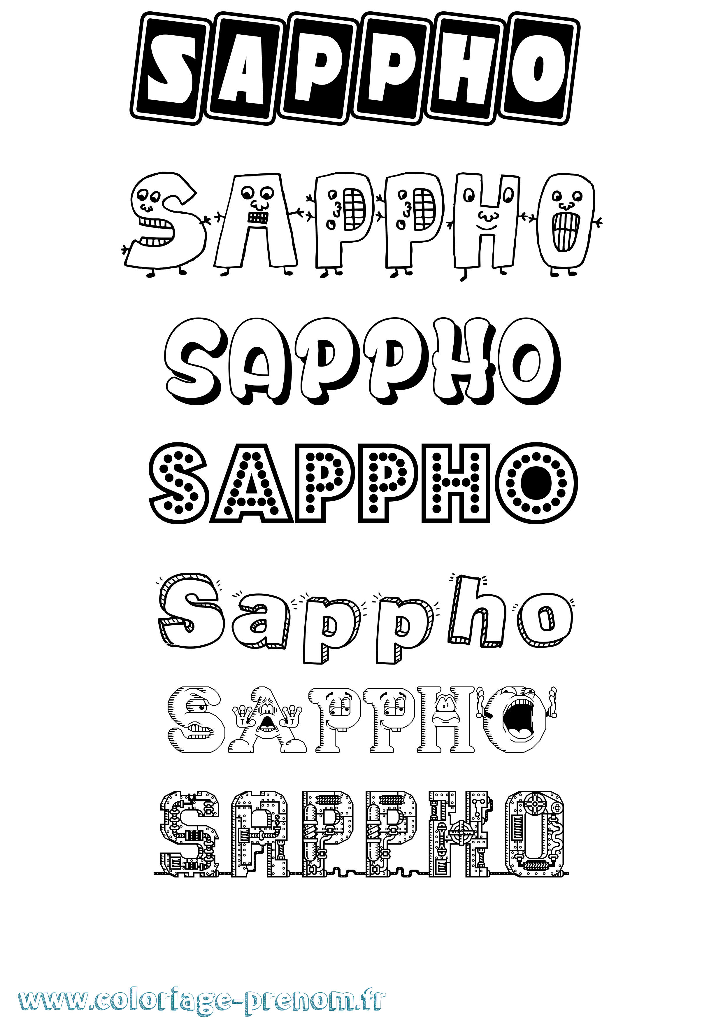 Coloriage Sappho Fun Coloriage prénom Sappho Fun