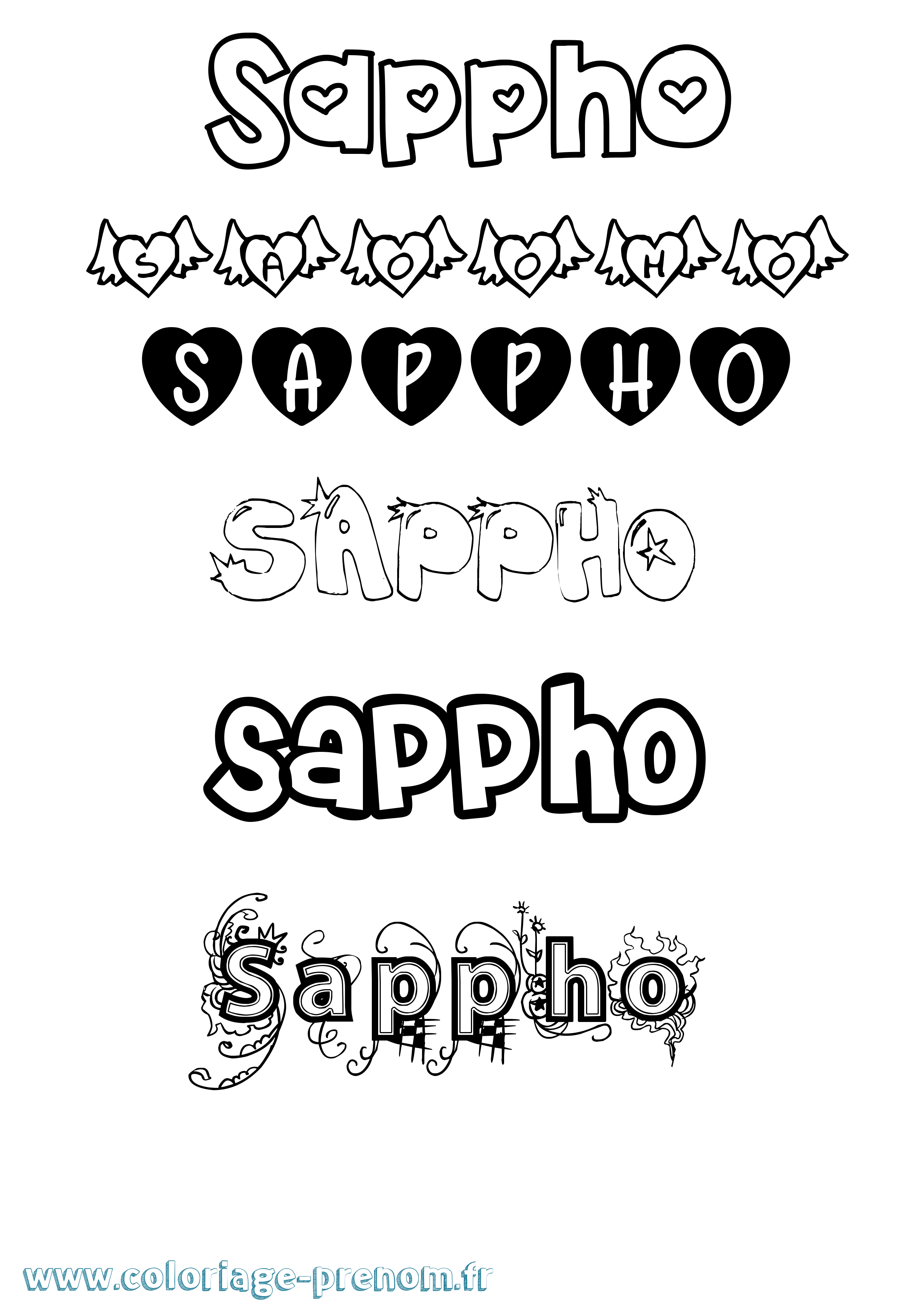 Coloriage Sappho Girly Coloriage prénom Sappho Girly