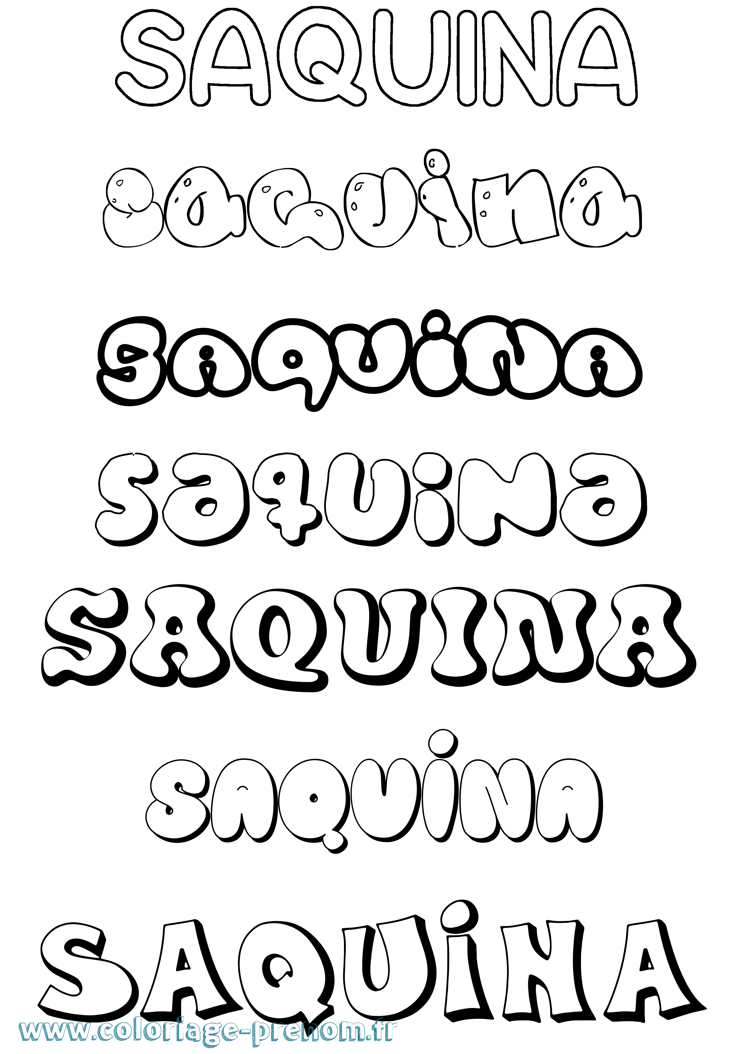 Coloriage Saquina Bubble Coloriage prénom Saquina Bubble