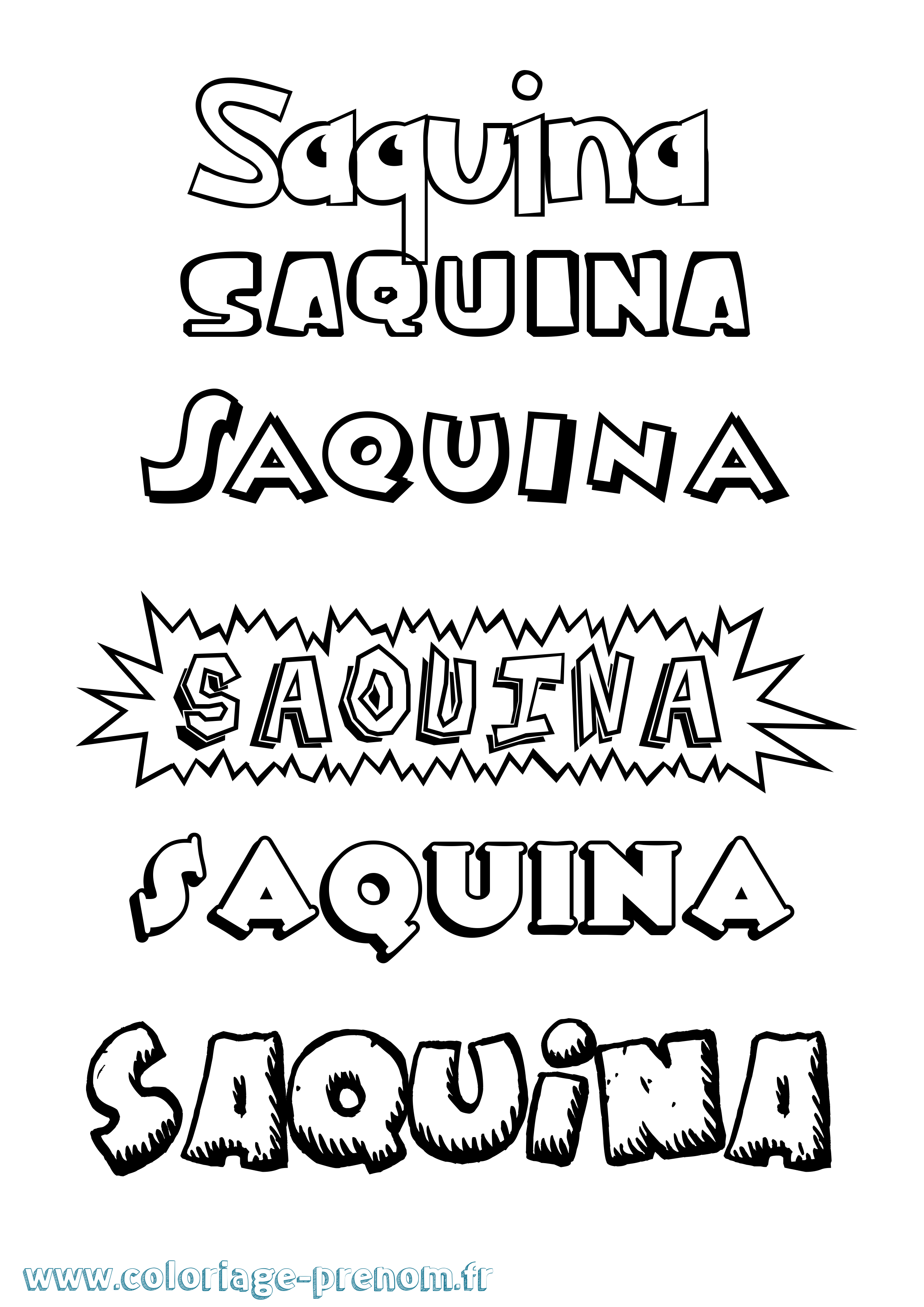 Coloriage Saquina Dessin Animé Coloriage prénom Saquina Dessin Animé
