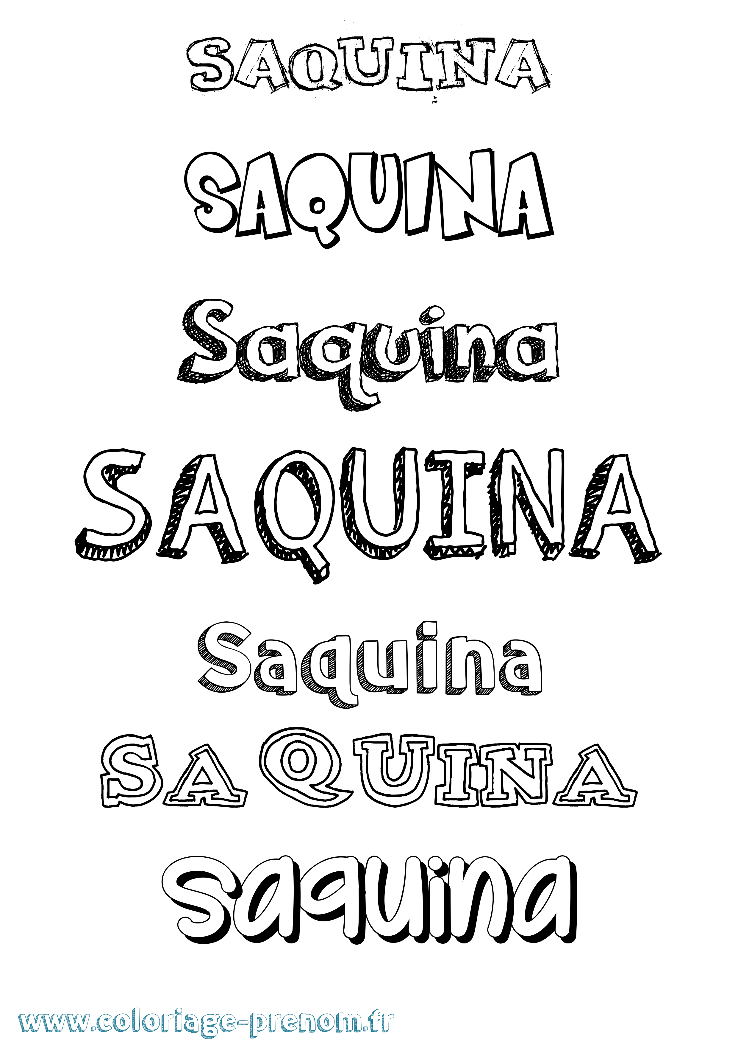 Coloriage Saquina Dessiné Coloriage prénom Saquina Dessiné