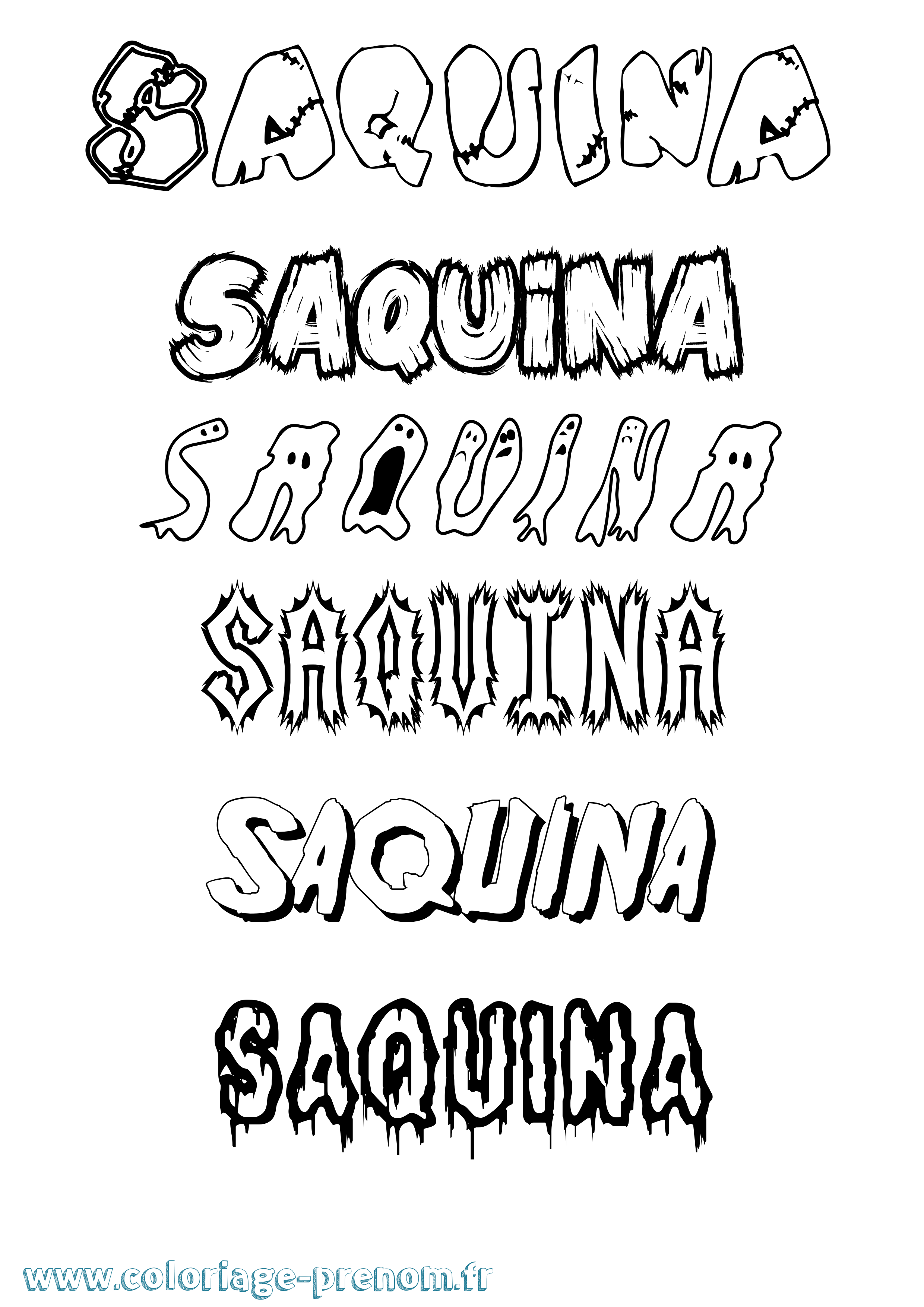 Coloriage Saquina Frisson Coloriage prénom Saquina Frisson