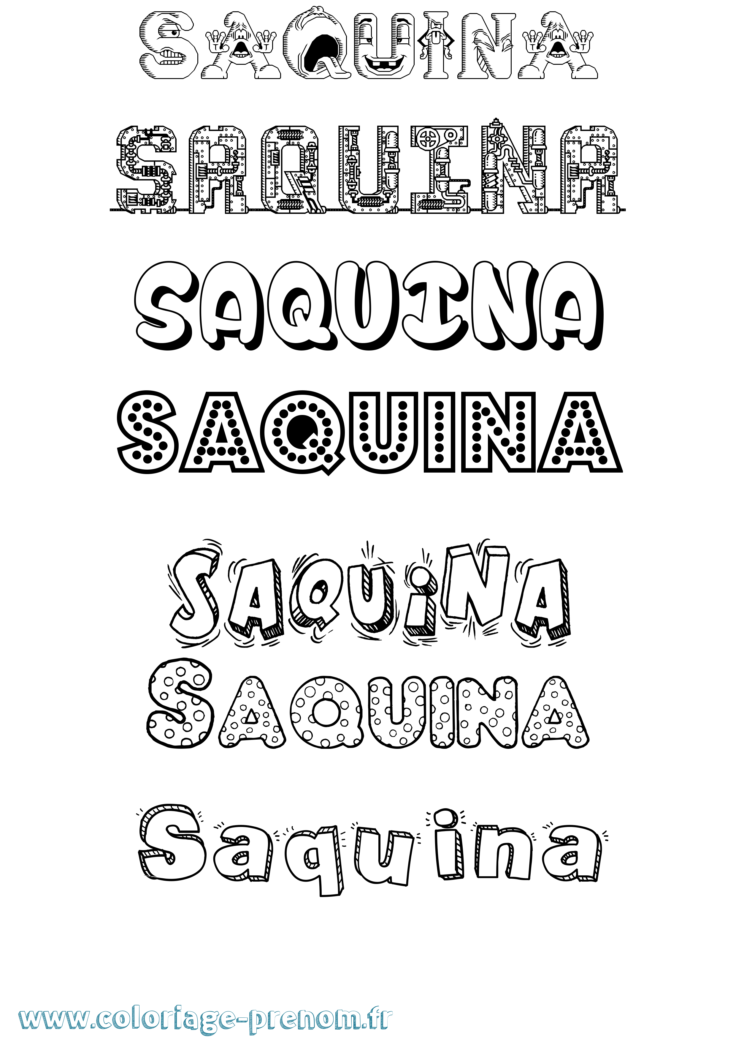 Coloriage Saquina Fun Coloriage prénom Saquina Fun