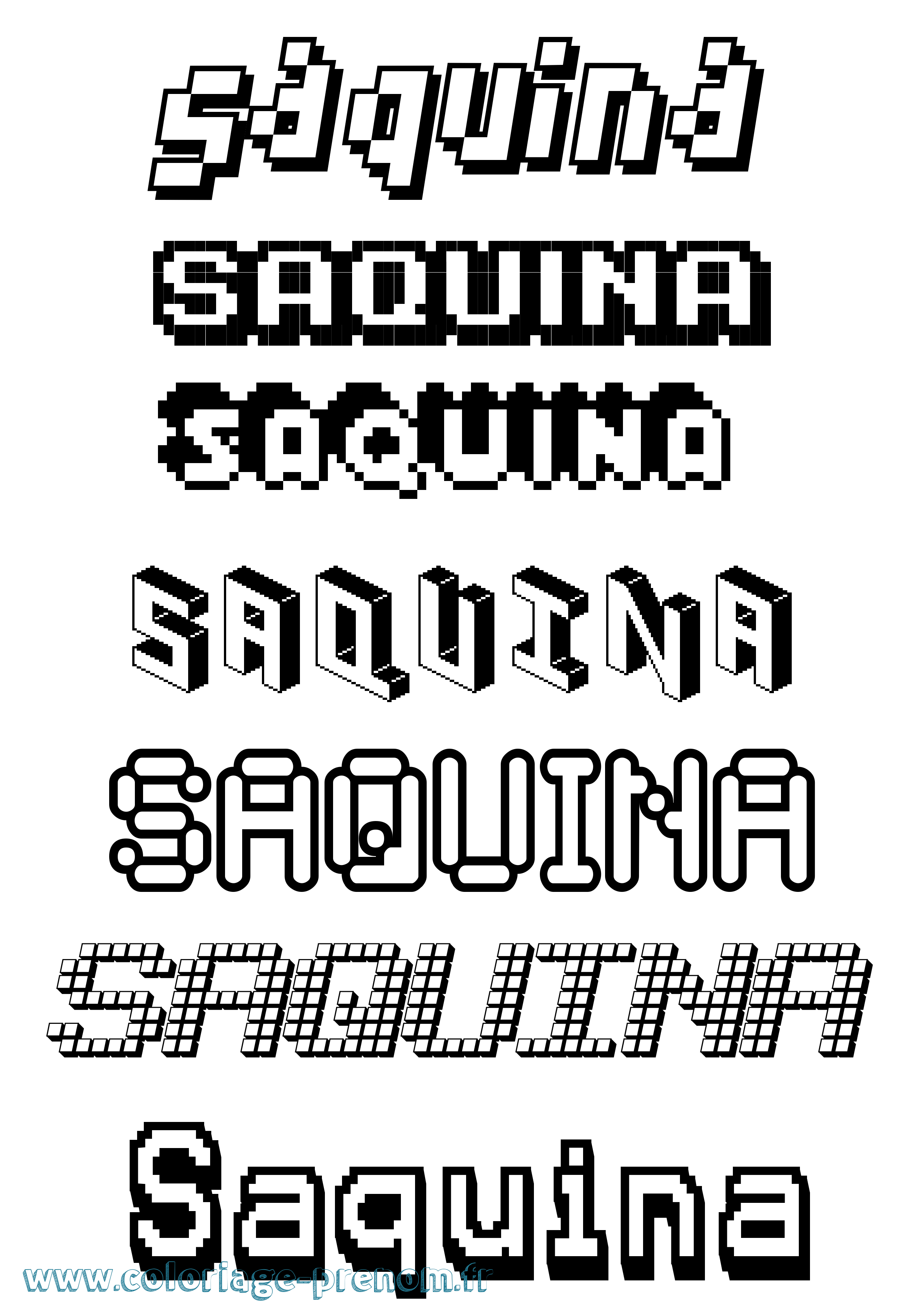 Coloriage Saquina Pixel Coloriage prénom Saquina Pixel