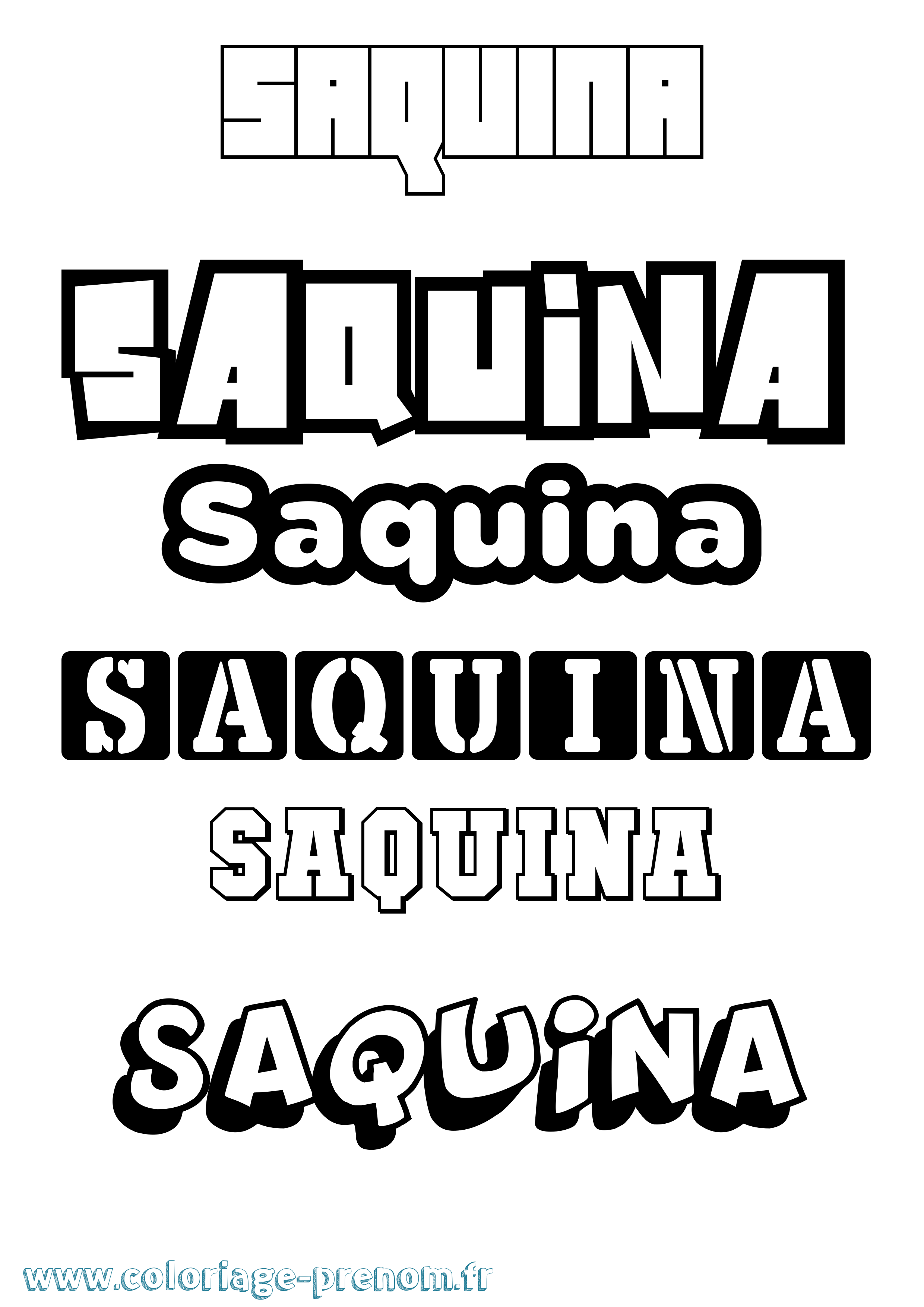 Coloriage Saquina Simple Coloriage prénom Saquina Simple
