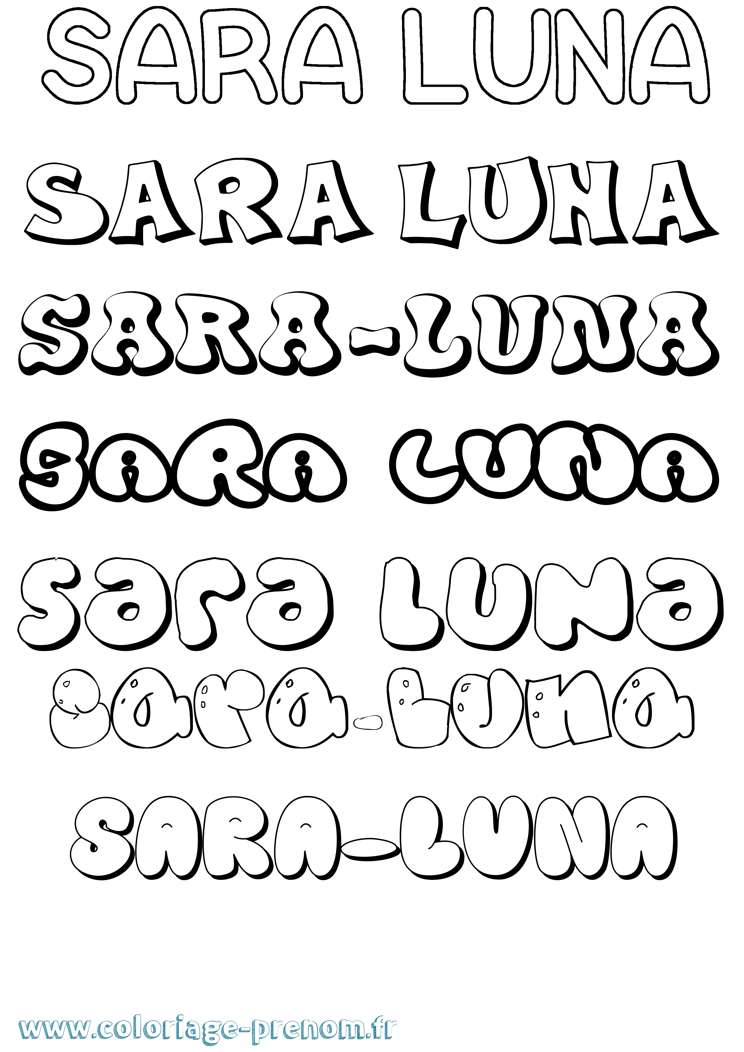 Coloriage Sara-Luna Bubble Coloriage prénom Sara-Luna Bubble
