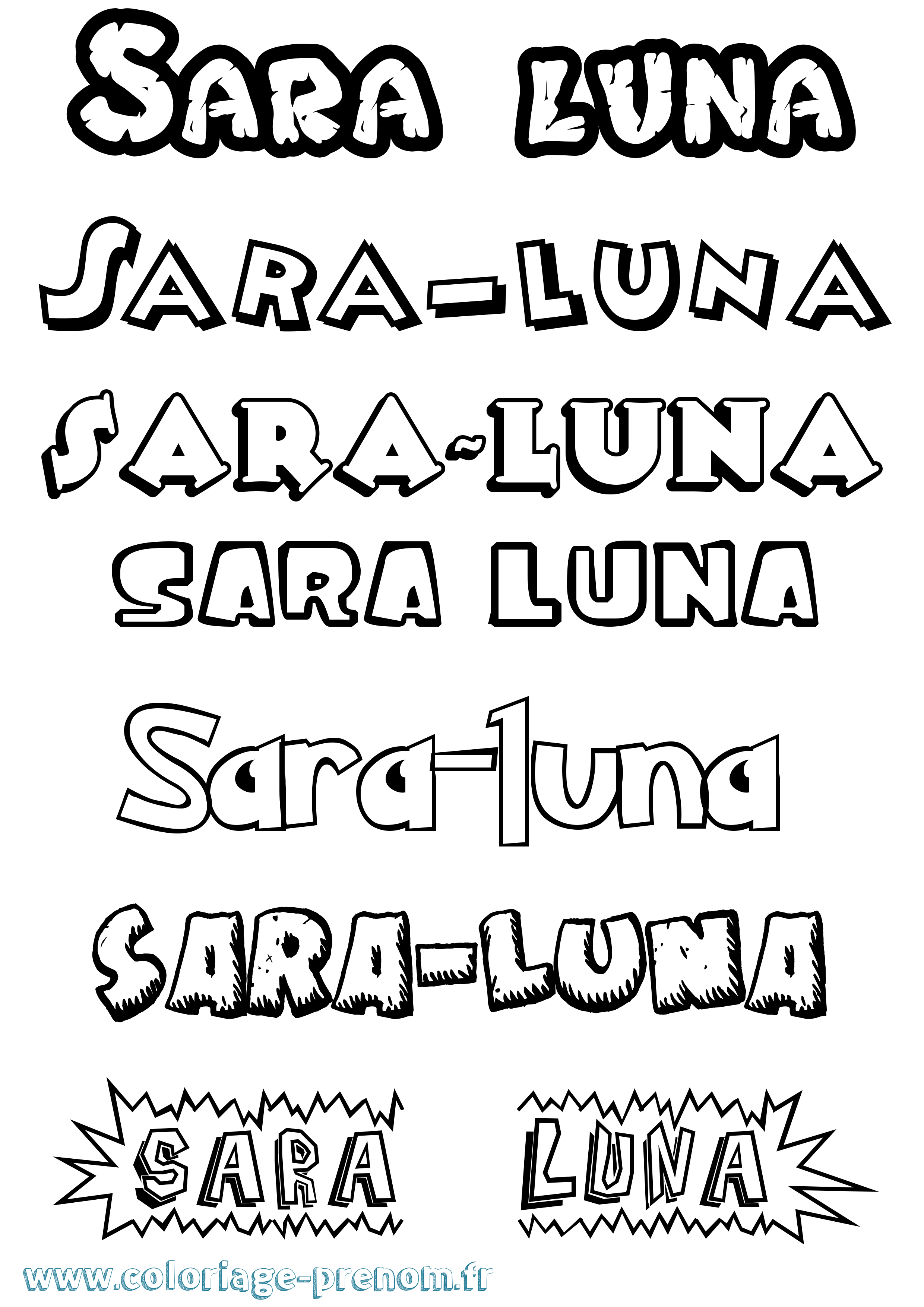 Coloriage Sara-Luna Dessin Animé Coloriage prénom Sara-Luna Dessin Animé