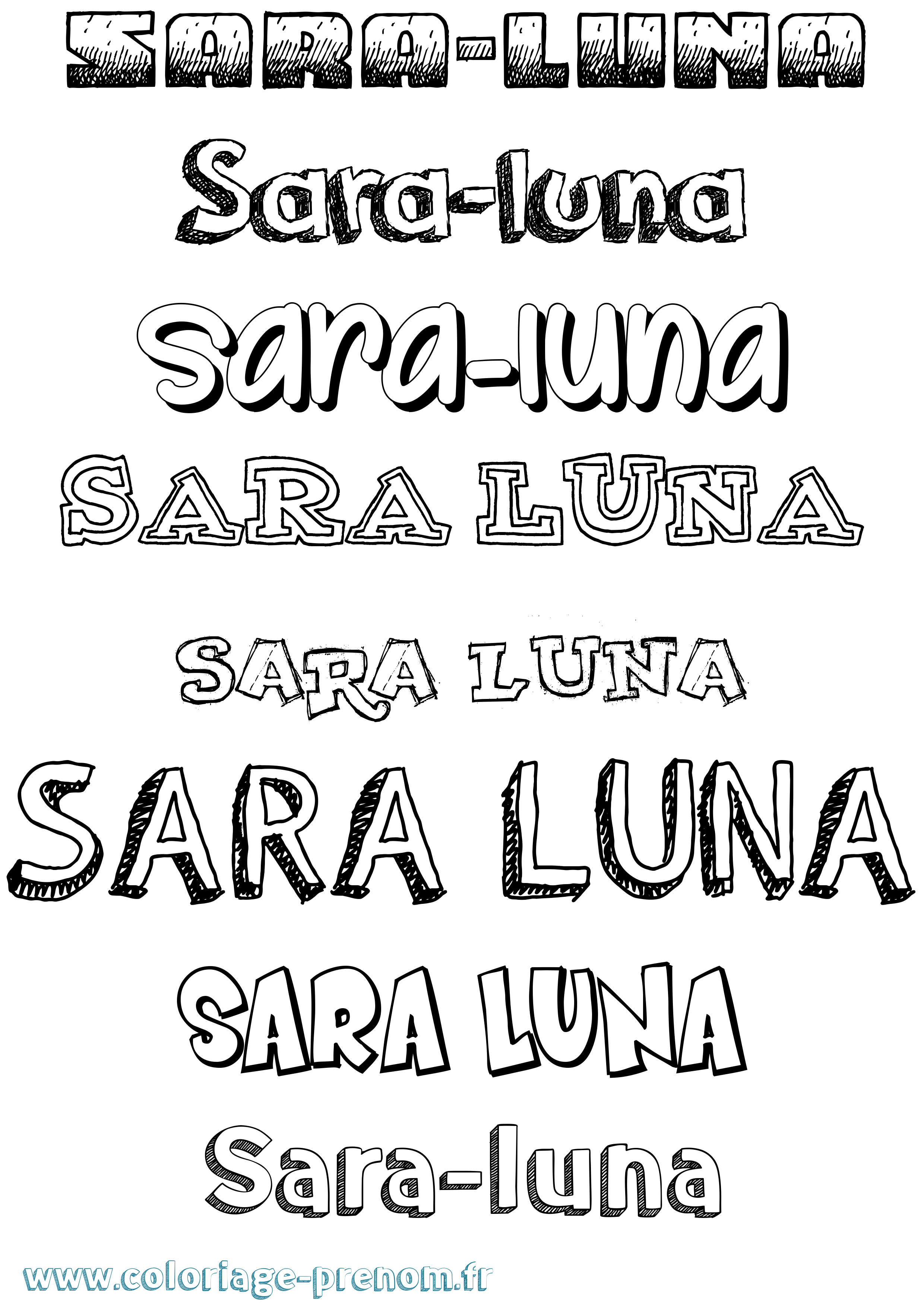 Coloriage Sara-Luna Dessiné Coloriage prénom Sara-Luna Dessiné