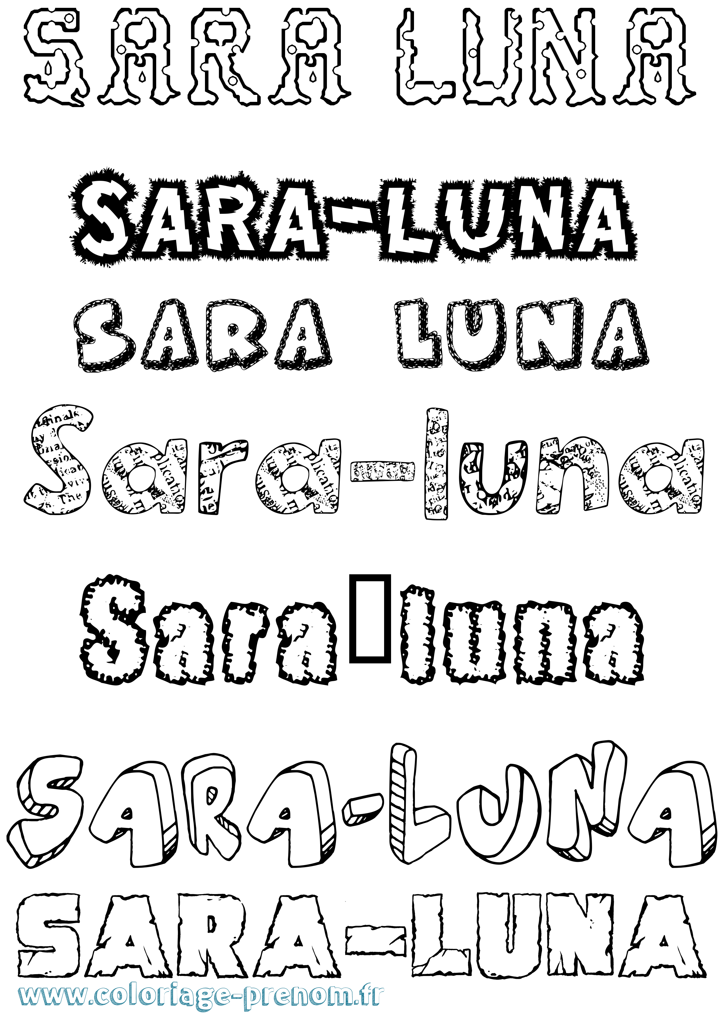 Coloriage Sara-Luna Destructuré Coloriage prénom Sara-Luna Destructuré