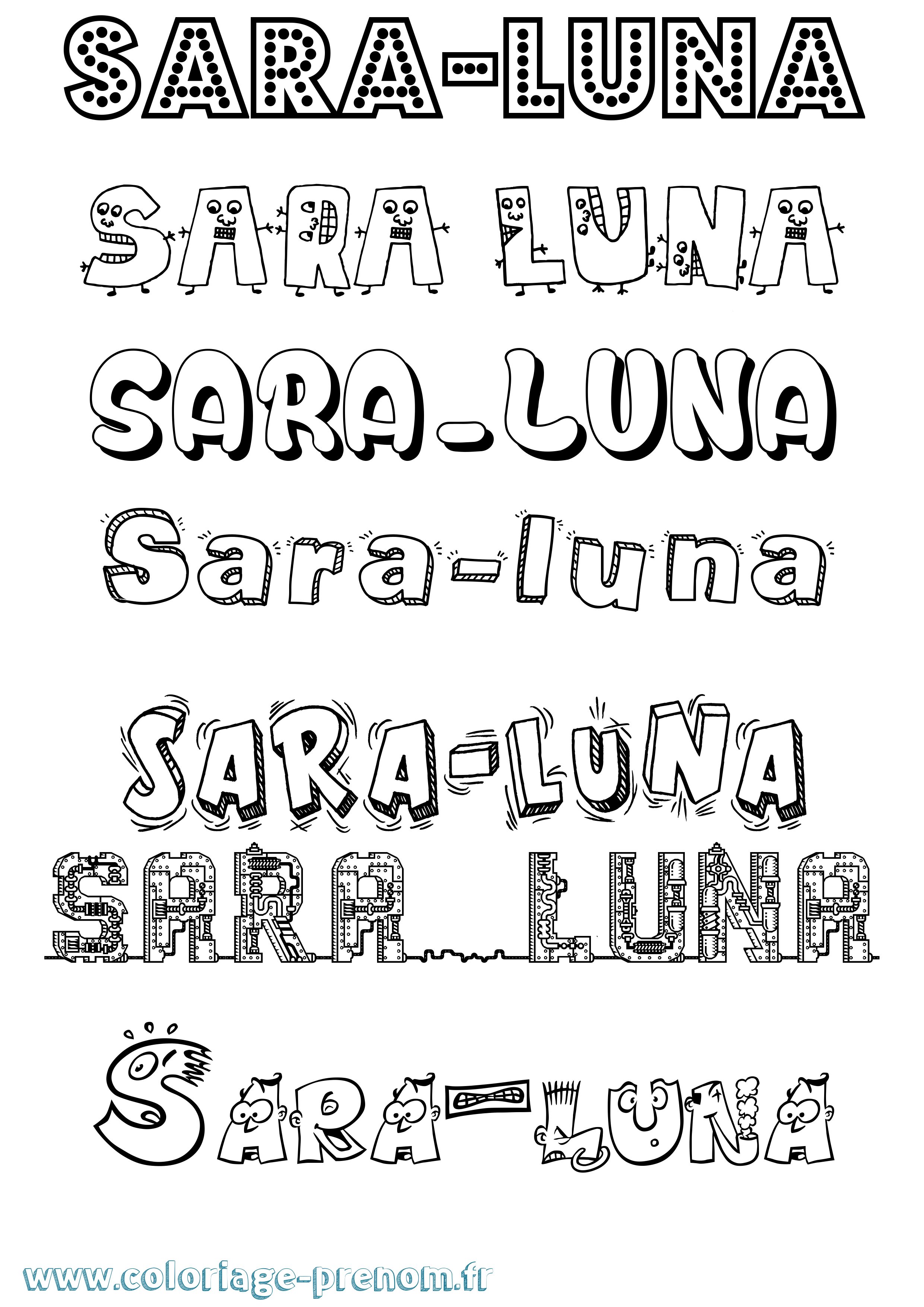 Coloriage Sara-Luna Fun Coloriage prénom Sara-Luna Fun