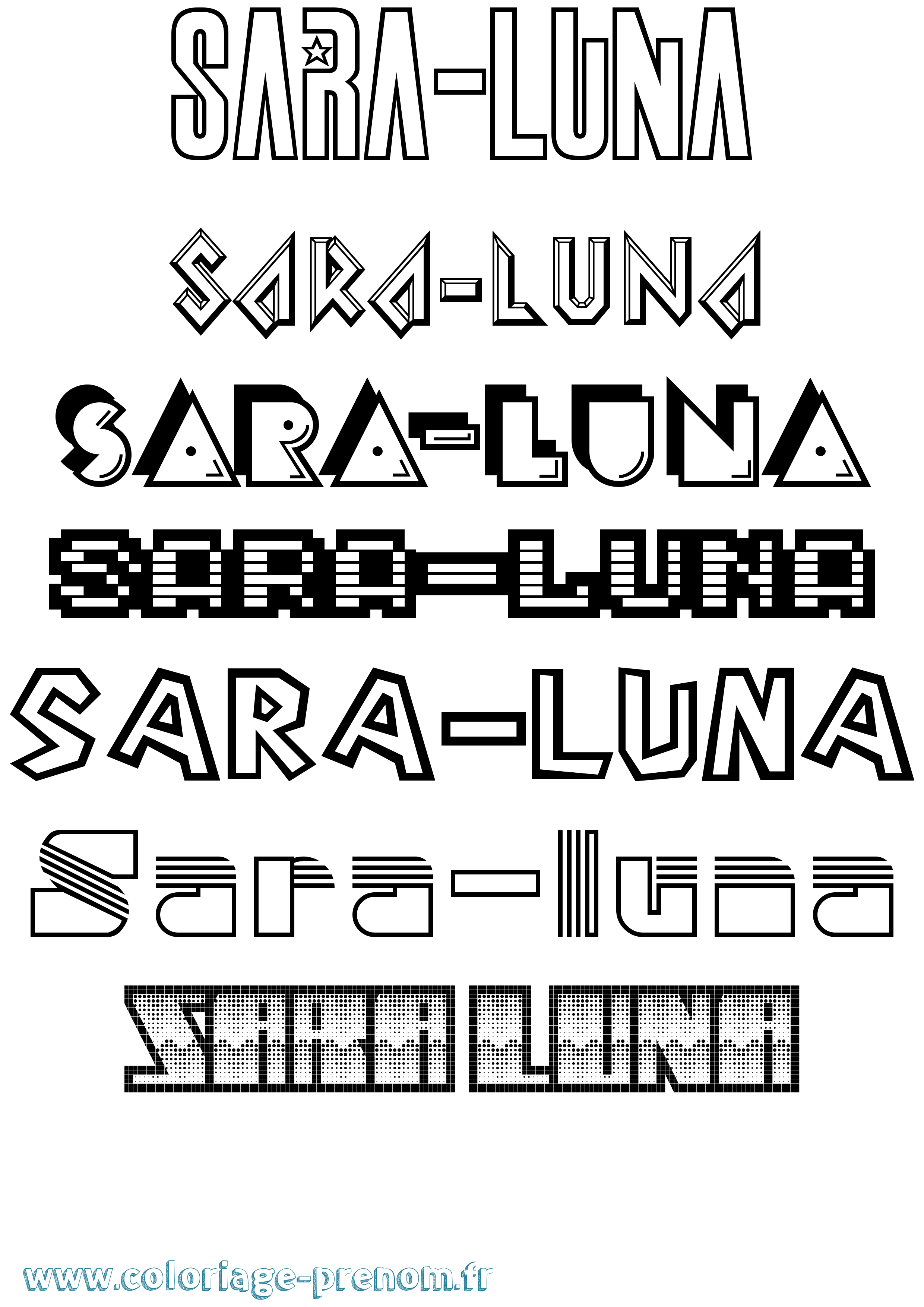 Coloriage Sara-Luna Jeux Vidéos Coloriage prénom Sara-Luna Jeux Vidéos