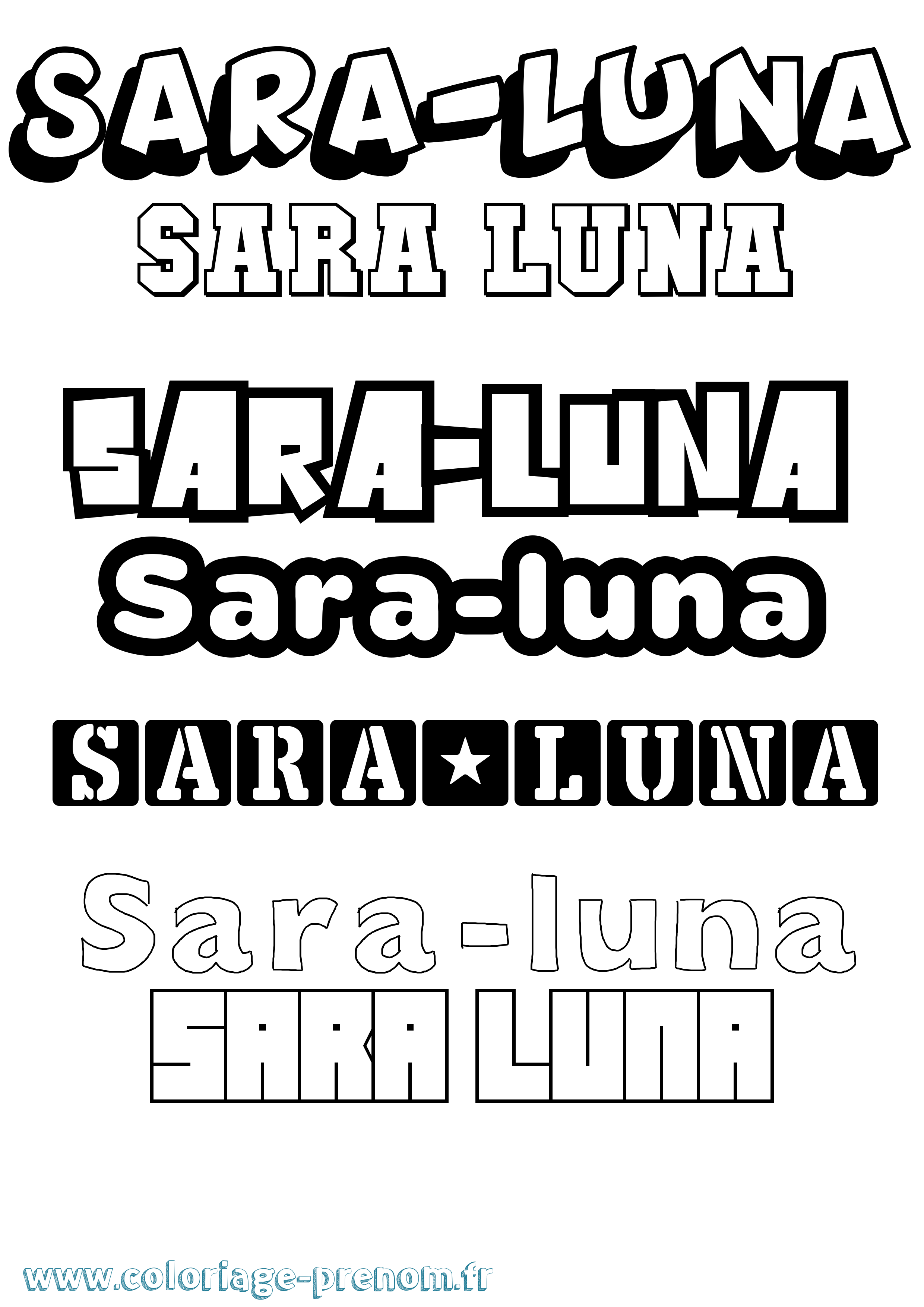 Coloriage Sara-Luna Simple Coloriage prénom Sara-Luna Simple
