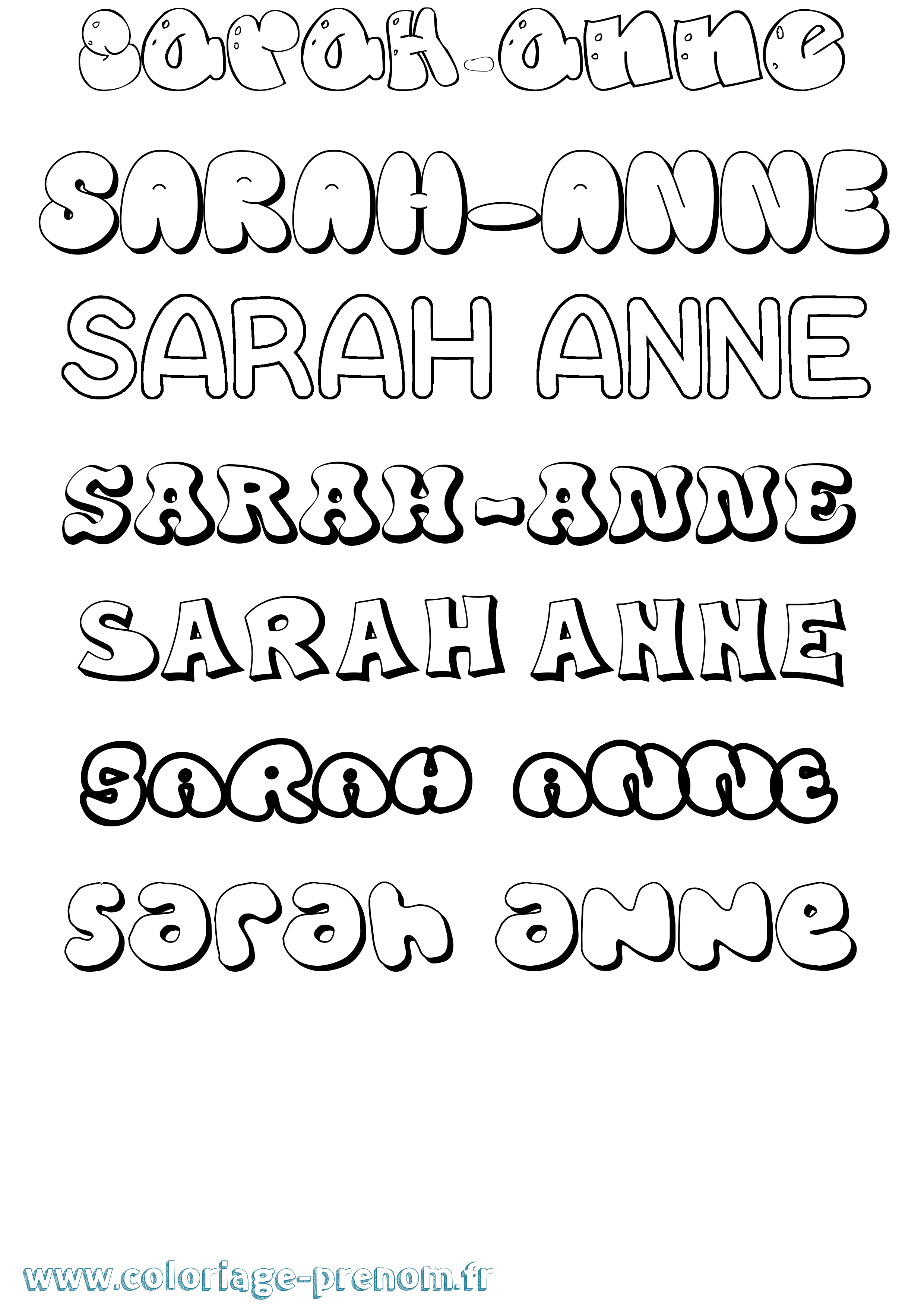 Coloriage Sarah-Anne Bubble Coloriage prénom Sarah-Anne Bubble