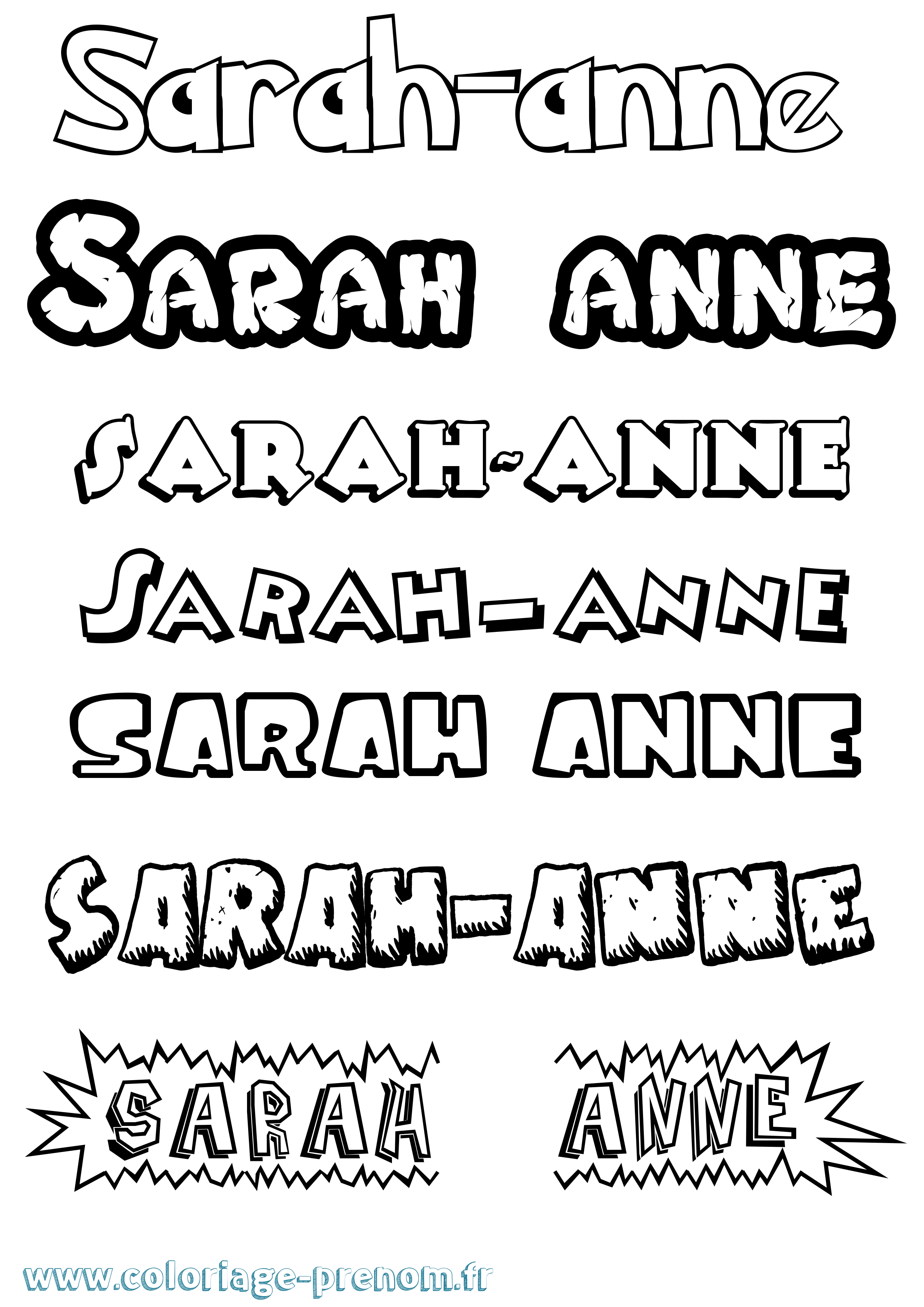 Coloriage Sarah-Anne Dessin Animé Coloriage prénom Sarah-Anne Dessin Animé