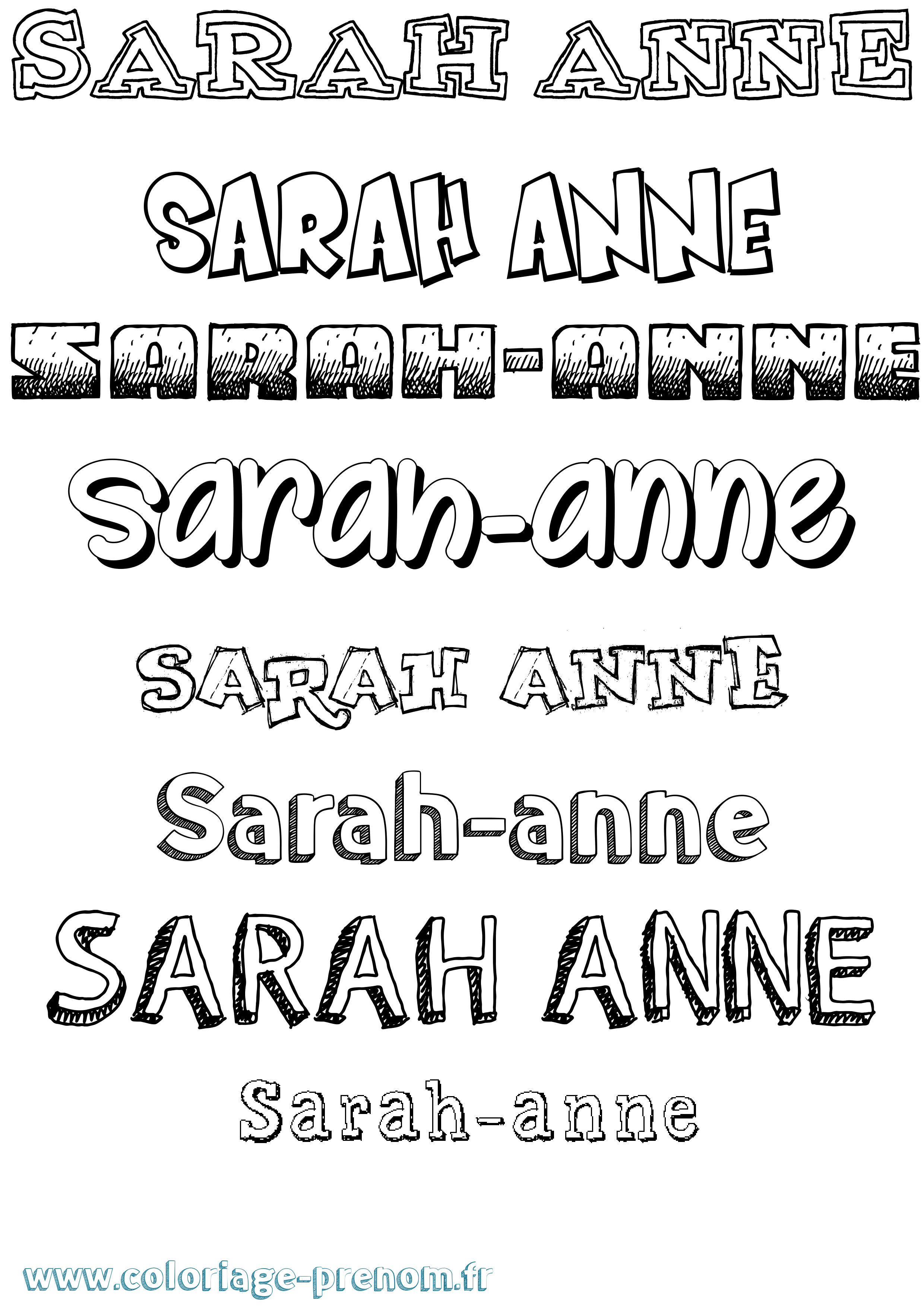 Coloriage Sarah-Anne Dessiné Coloriage prénom Sarah-Anne Dessiné
