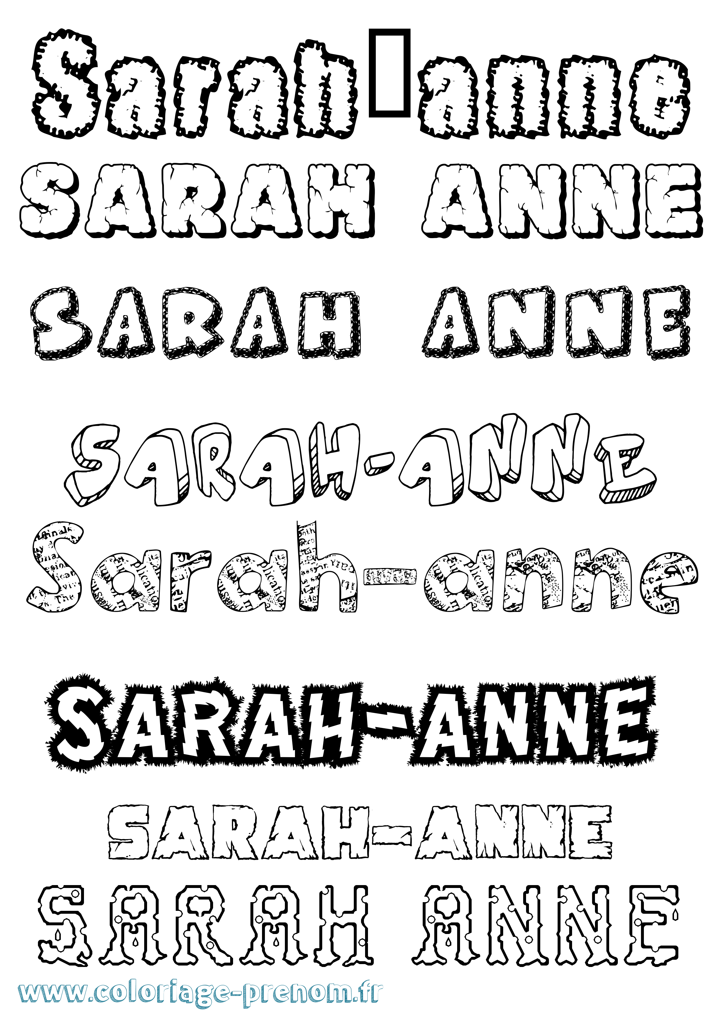 Coloriage Sarah-Anne Destructuré Coloriage prénom Sarah-Anne Destructuré