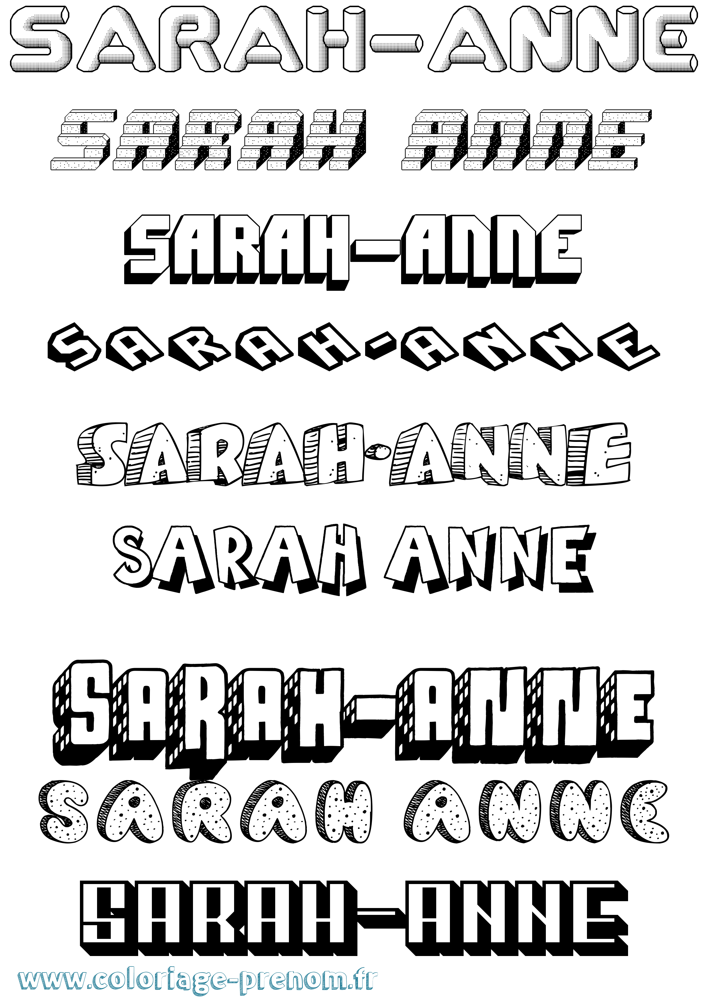Coloriage Sarah-Anne Effet 3D Coloriage prénom Sarah-Anne Effet 3D