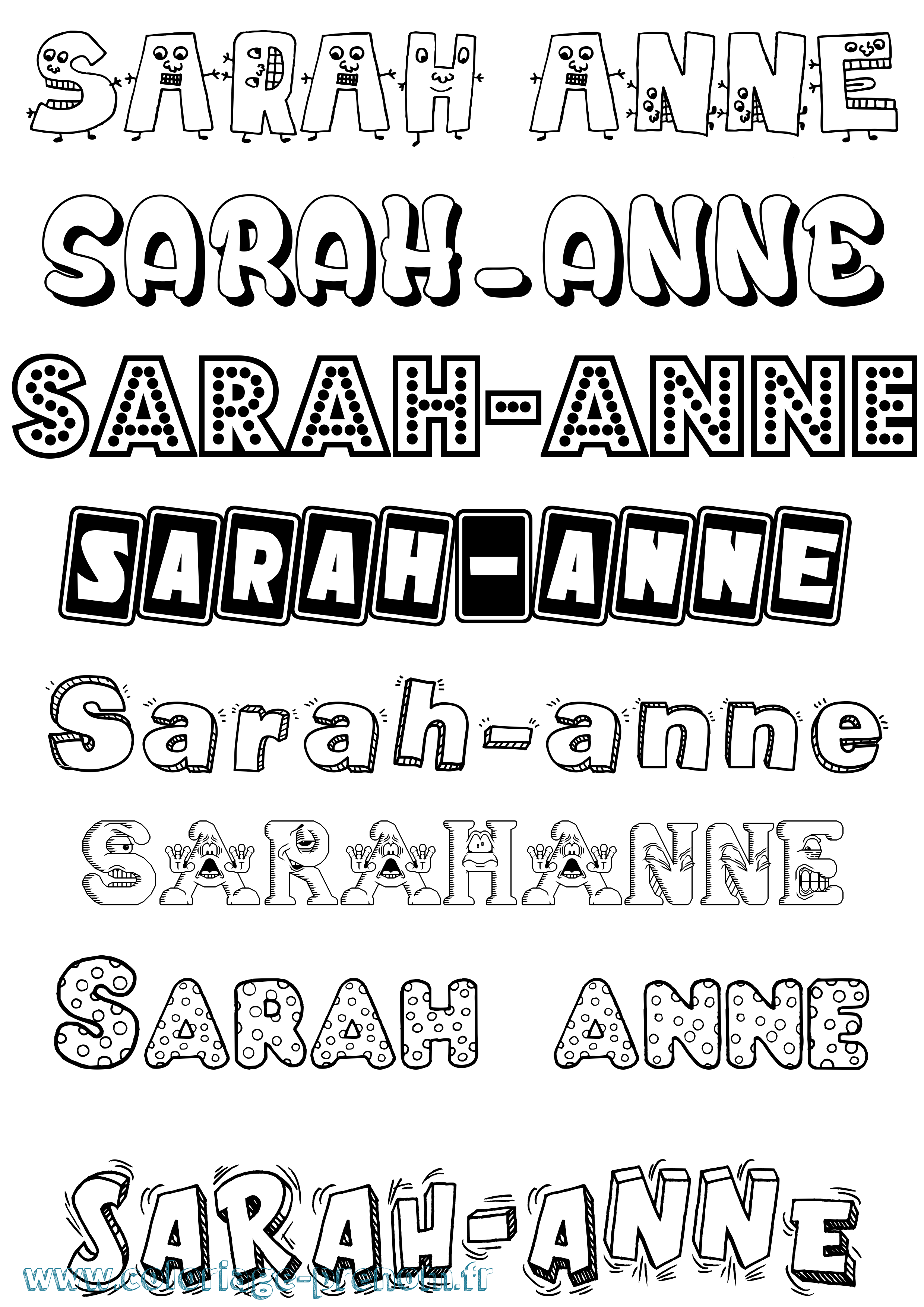 Coloriage Sarah-Anne Fun Coloriage prénom Sarah-Anne Fun