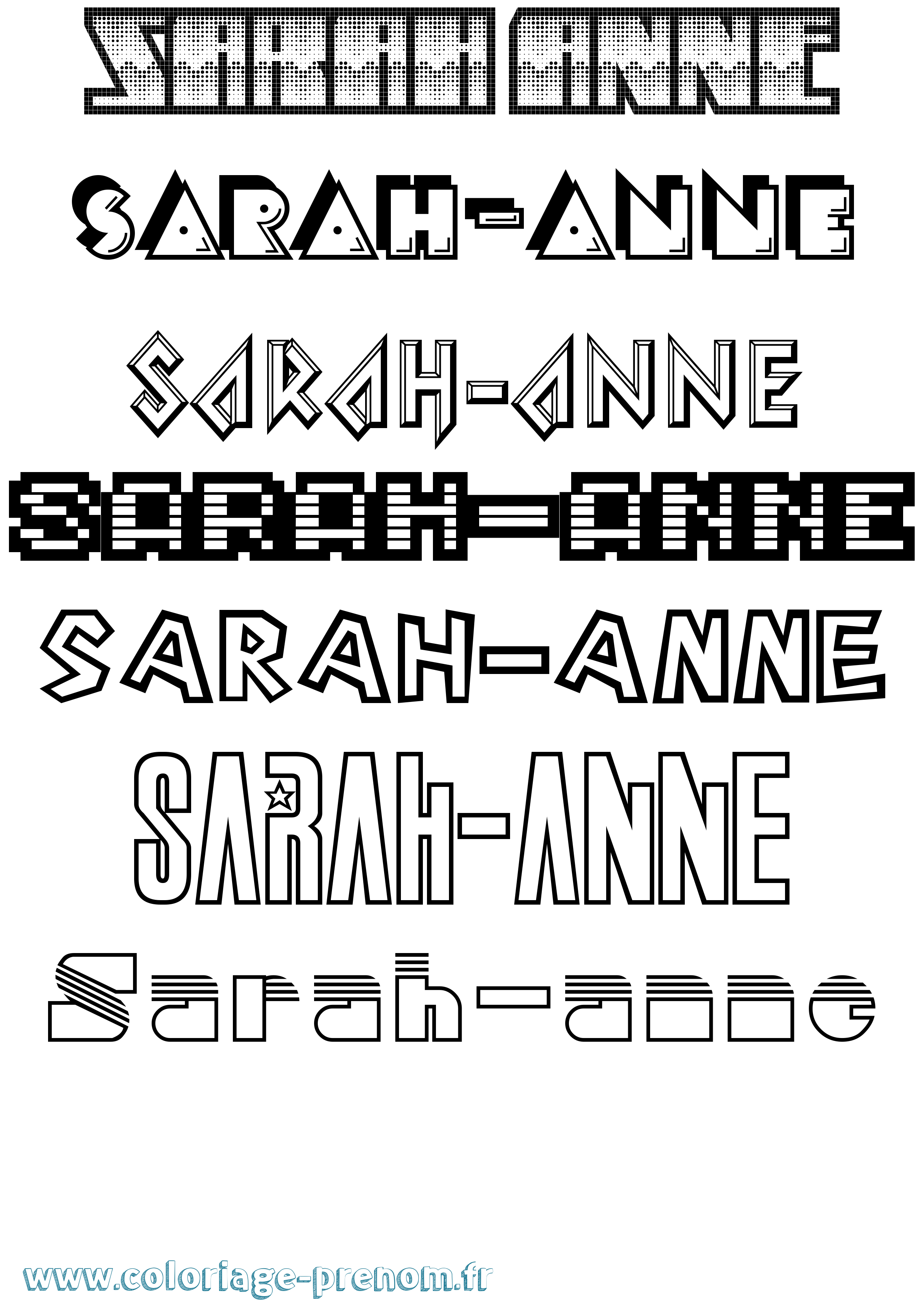 Coloriage Sarah-Anne Jeux Vidéos Coloriage prénom Sarah-Anne Jeux Vidéos