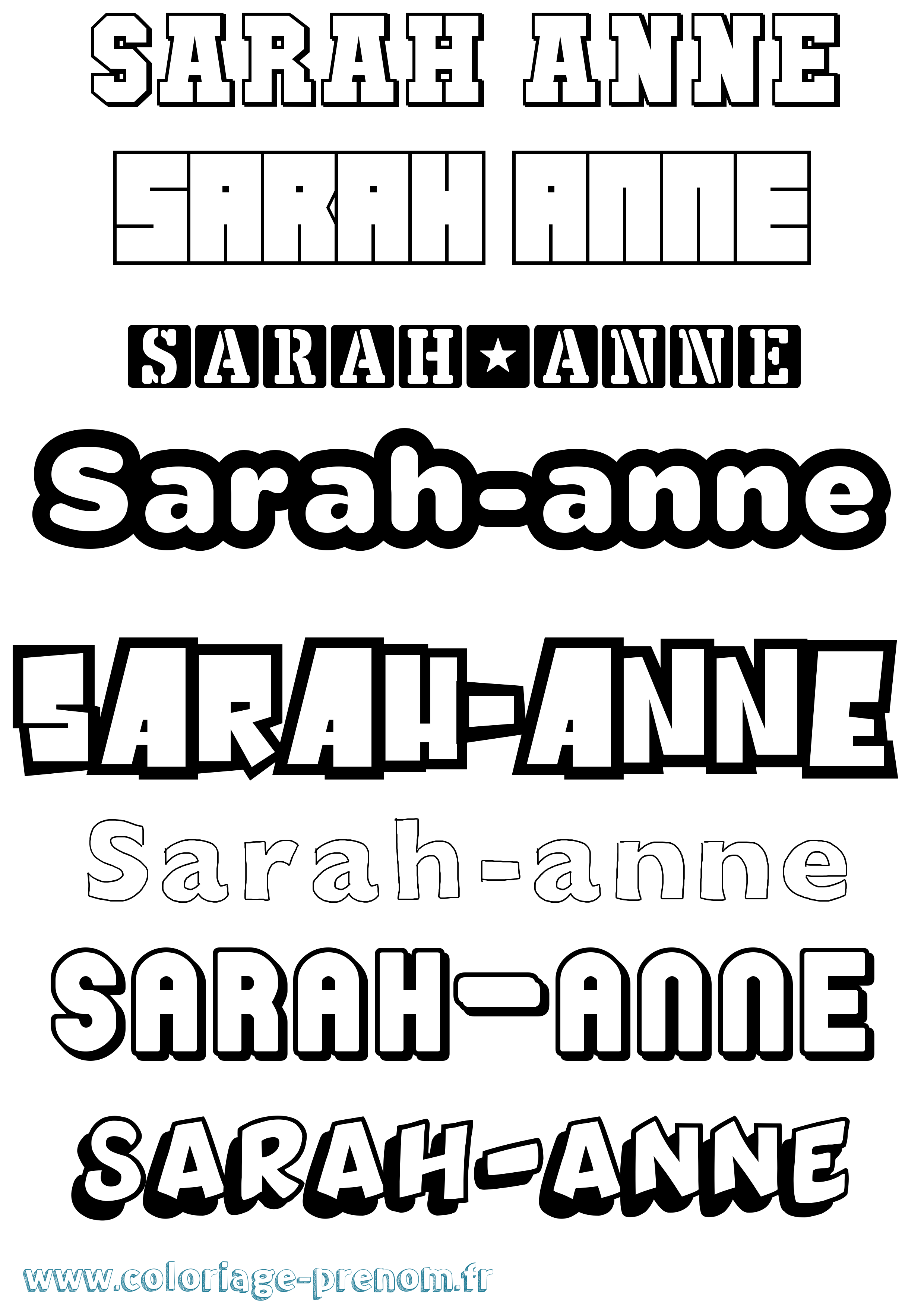 Coloriage Sarah-Anne Simple Coloriage prénom Sarah-Anne Simple
