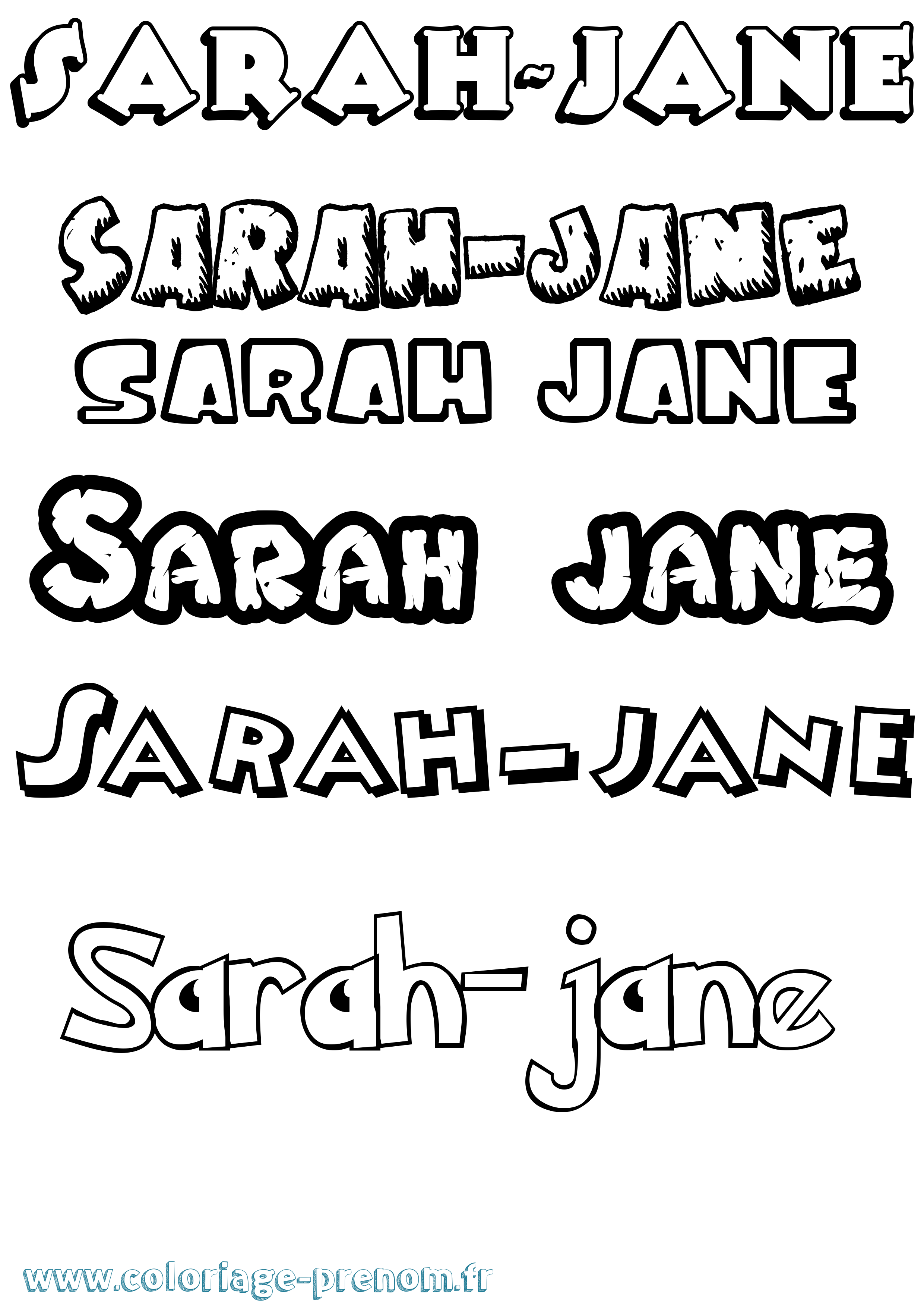 Coloriage Sarah-Jane Dessin Animé Coloriage prénom Sarah-Jane Dessin Animé
