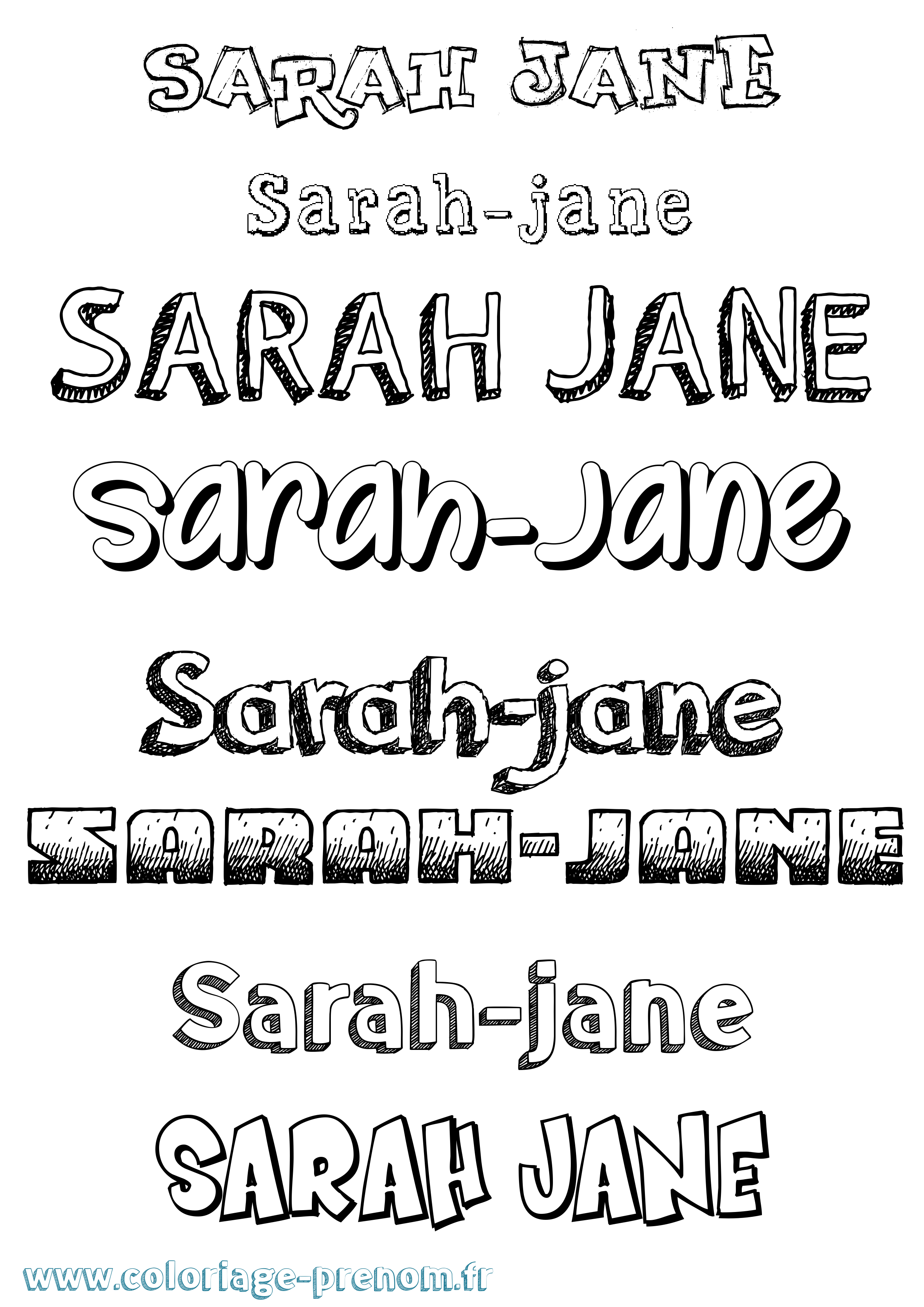 Coloriage Sarah-Jane Dessiné Coloriage prénom Sarah-Jane Dessiné