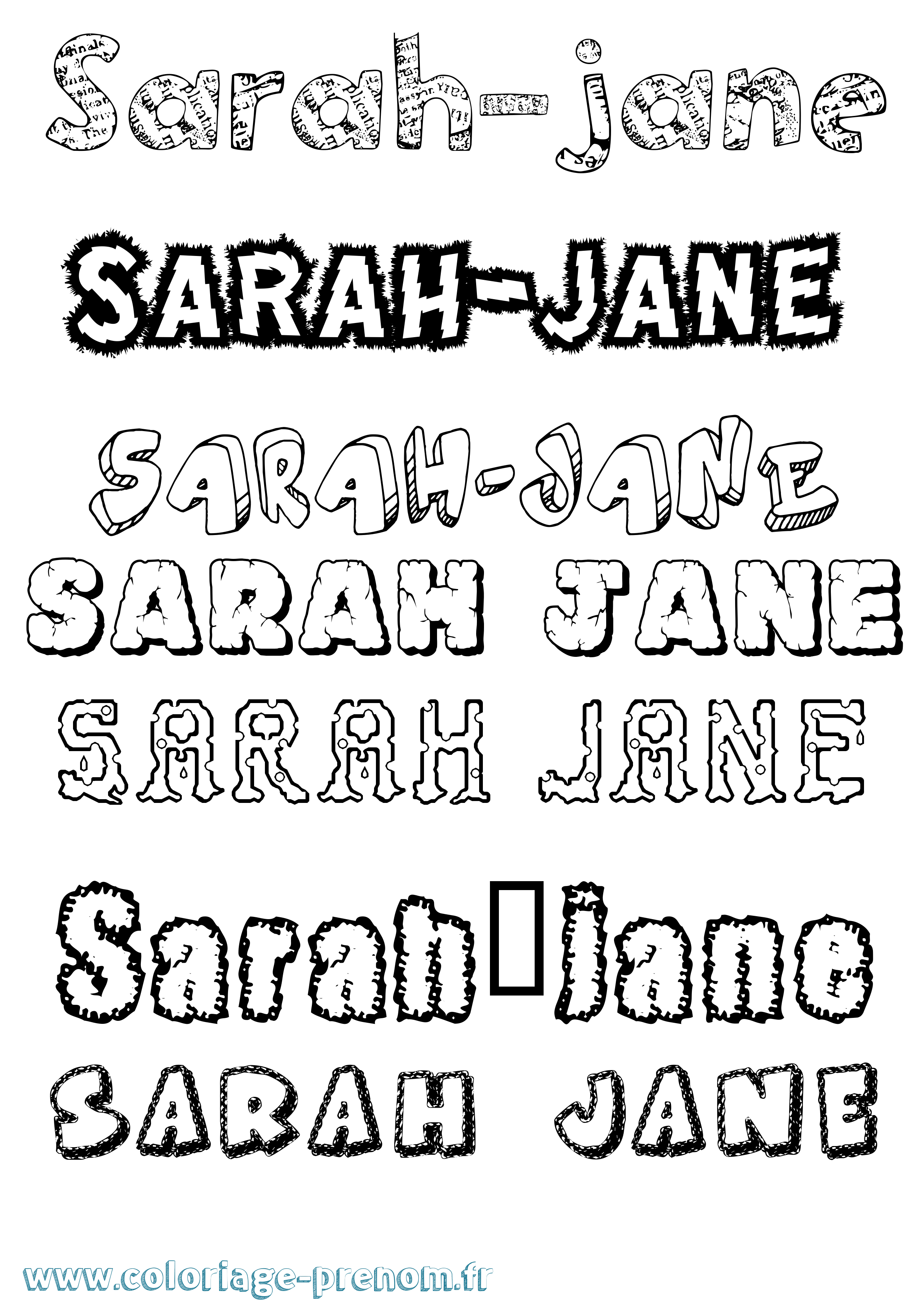 Coloriage Sarah-Jane Destructuré Coloriage prénom Sarah-Jane Destructuré