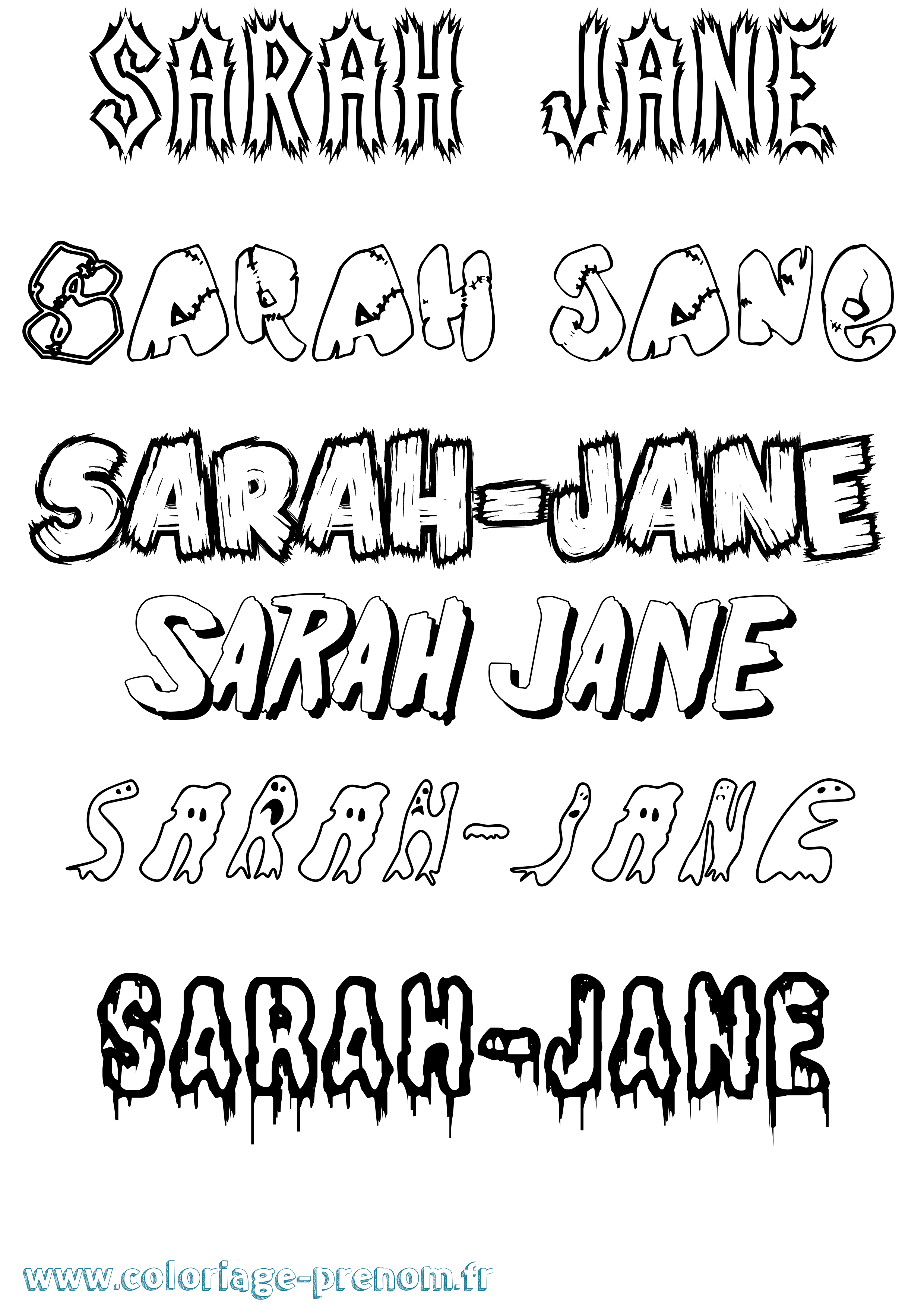 Coloriage Sarah-Jane Frisson Coloriage prénom Sarah-Jane Frisson