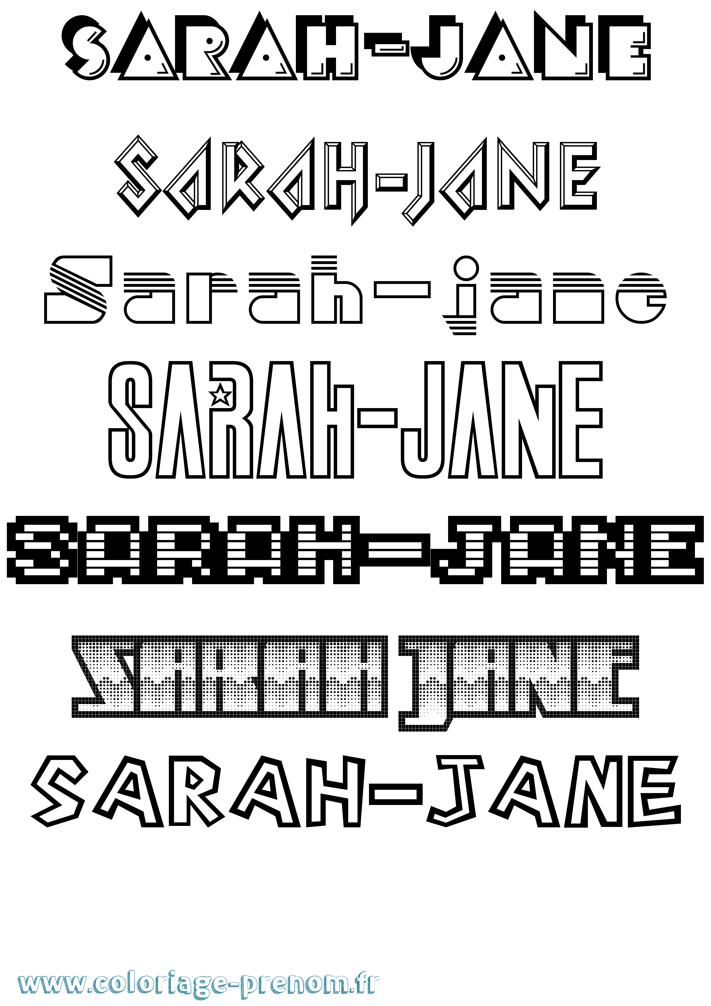 Coloriage Sarah-Jane Jeux Vidéos Coloriage prénom Sarah-Jane Jeux Vidéos
