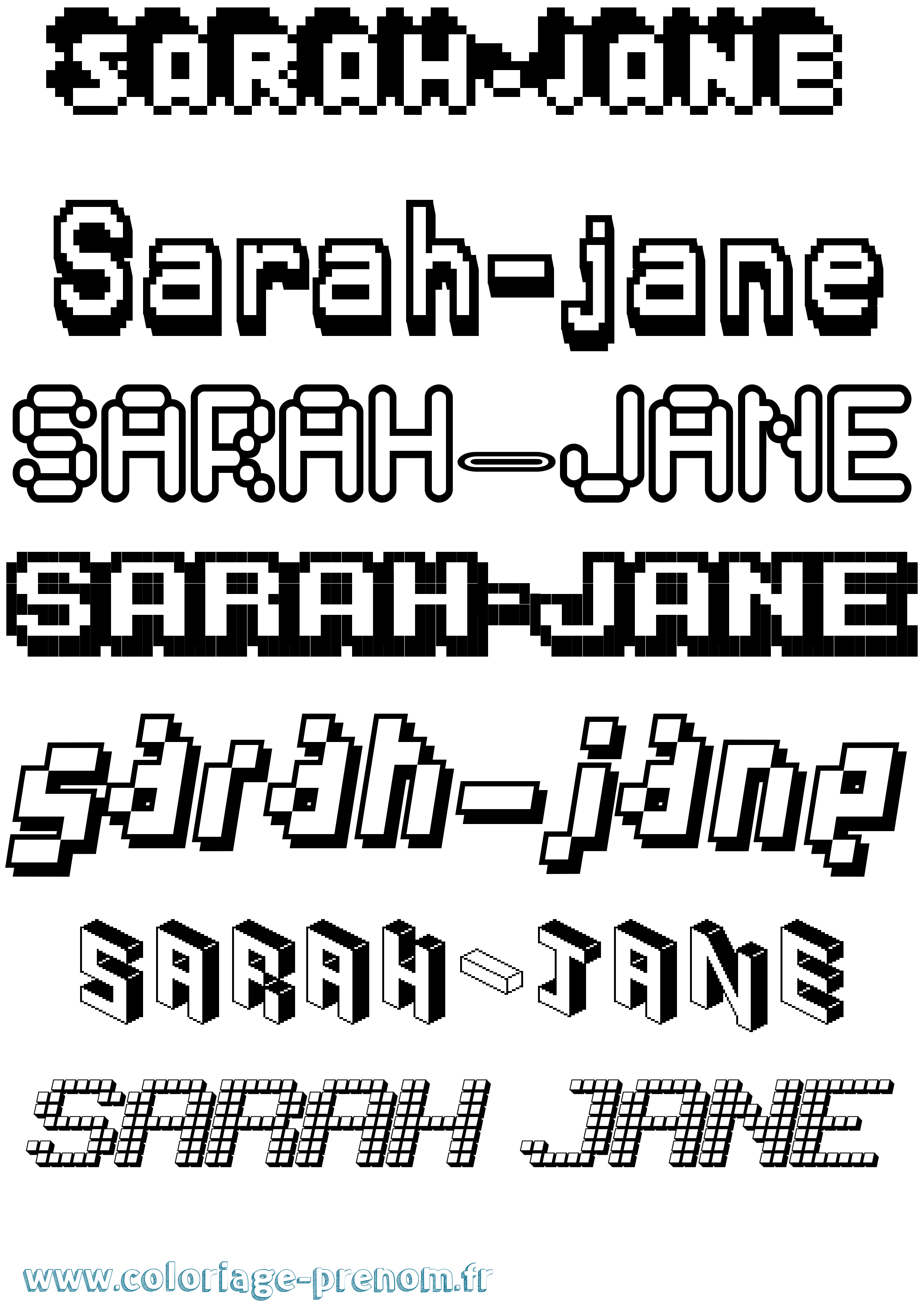 Coloriage Sarah-Jane Pixel Coloriage prénom Sarah-Jane Pixel