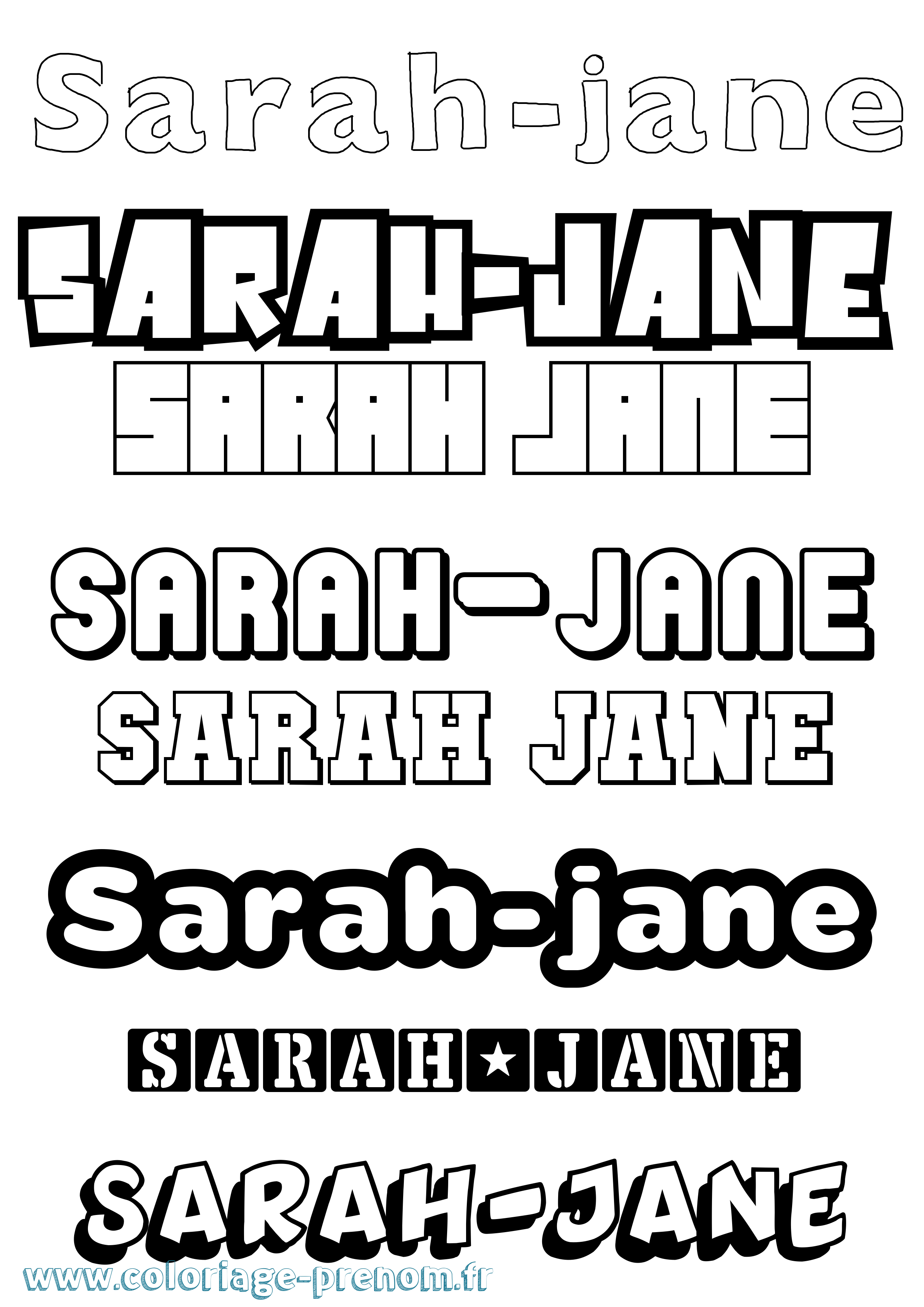 Coloriage Sarah-Jane Simple Coloriage prénom Sarah-Jane Simple