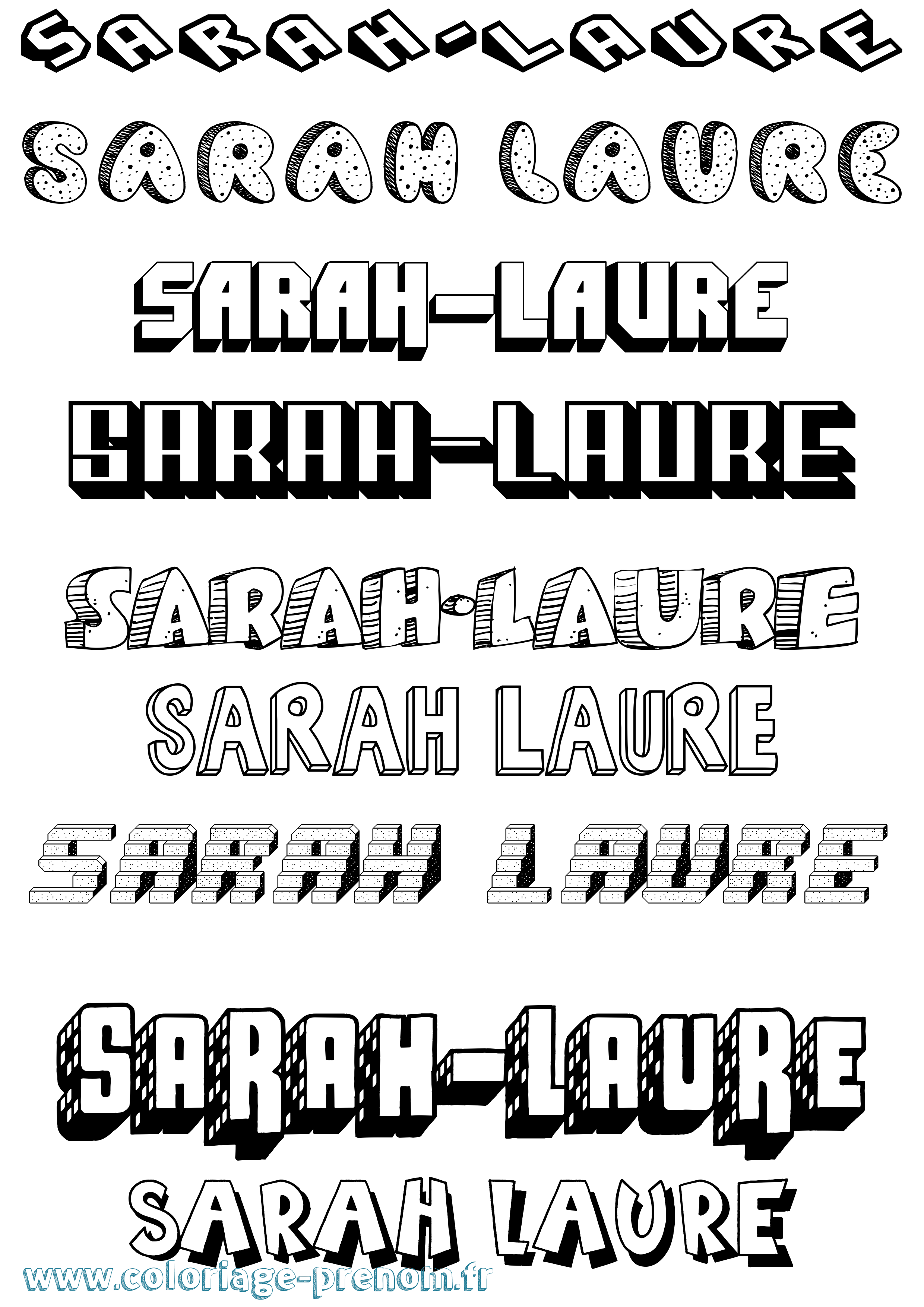Coloriage Sarah-Laure Effet 3D Coloriage prénom Sarah-Laure Effet 3D