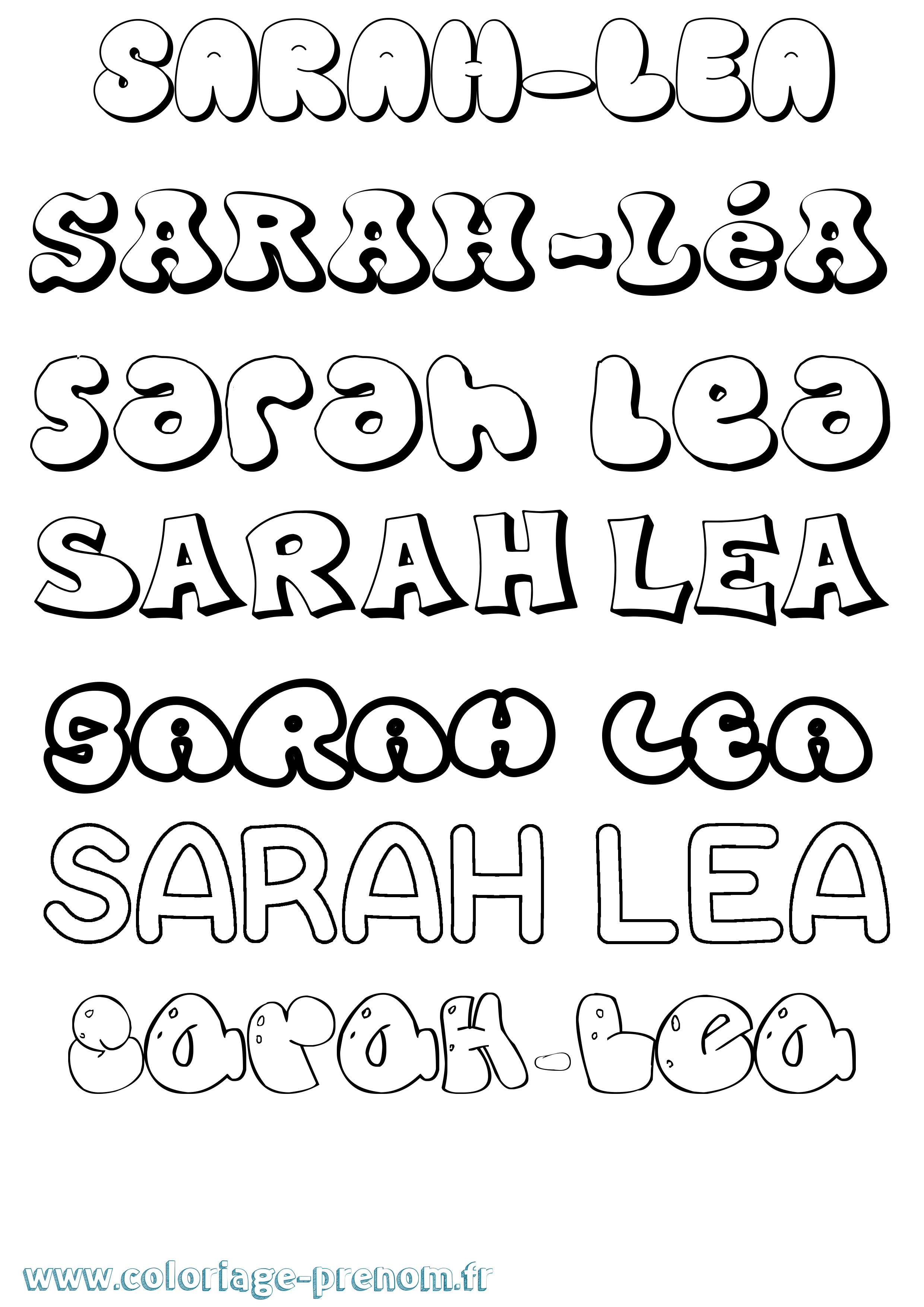 Coloriage Sarah-Léa Bubble Coloriage prénom Sarah-Léa Bubble